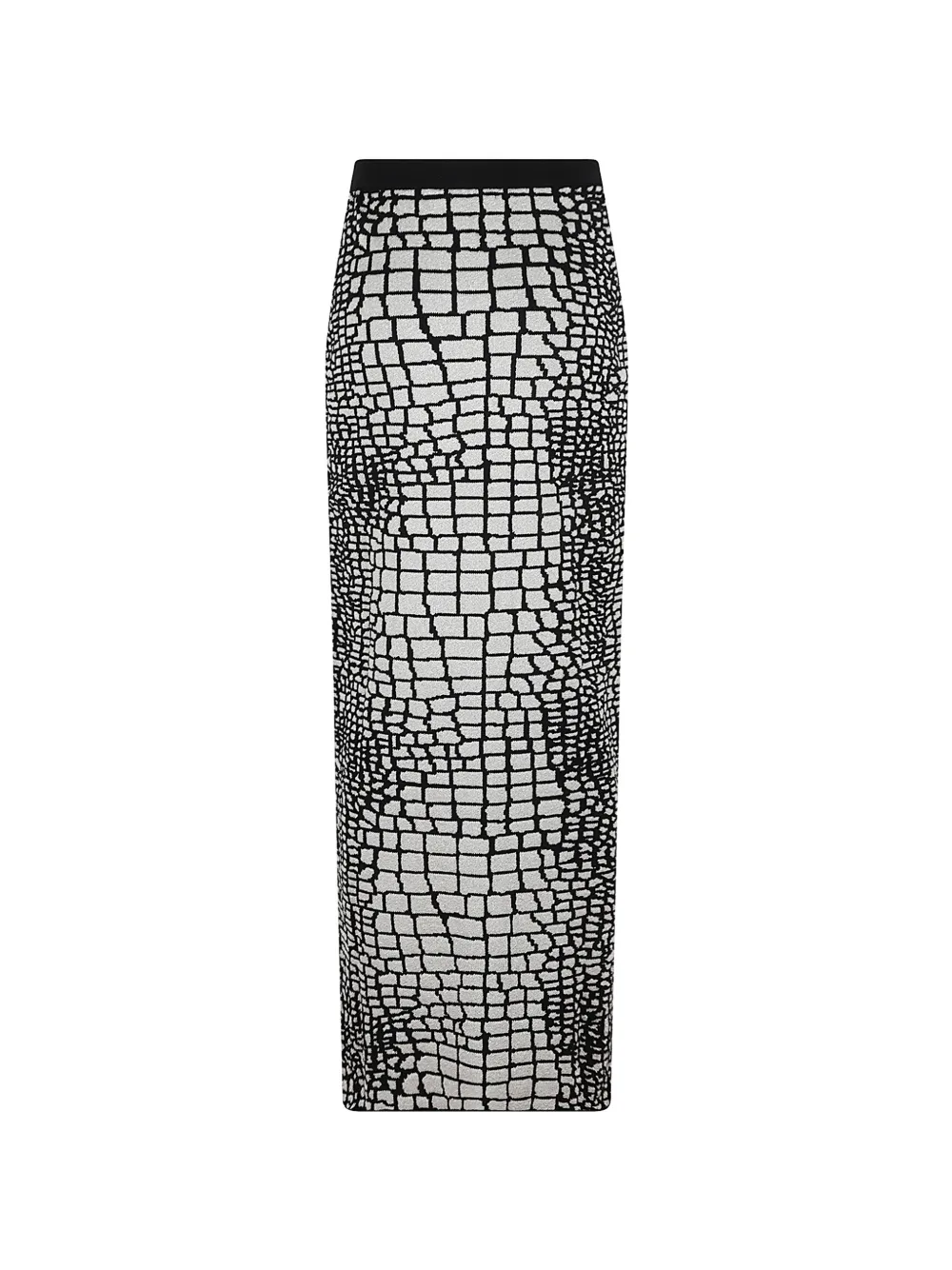Elie Saab crocodile-effect knitted maxi skirt Metallic