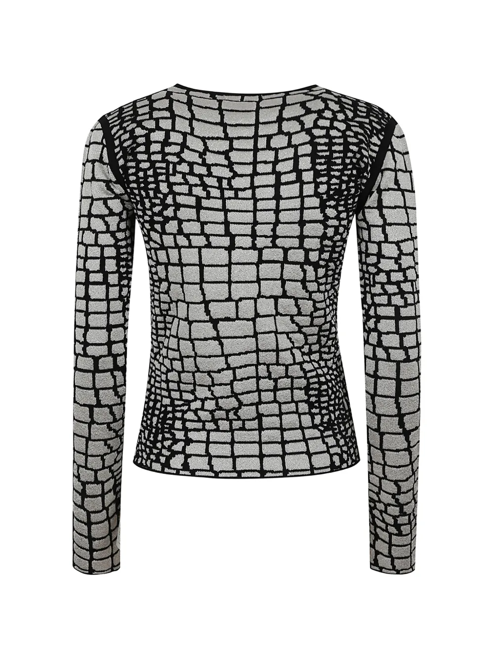 Elie Saab geometric-pattern long-sleeve top Zilver
