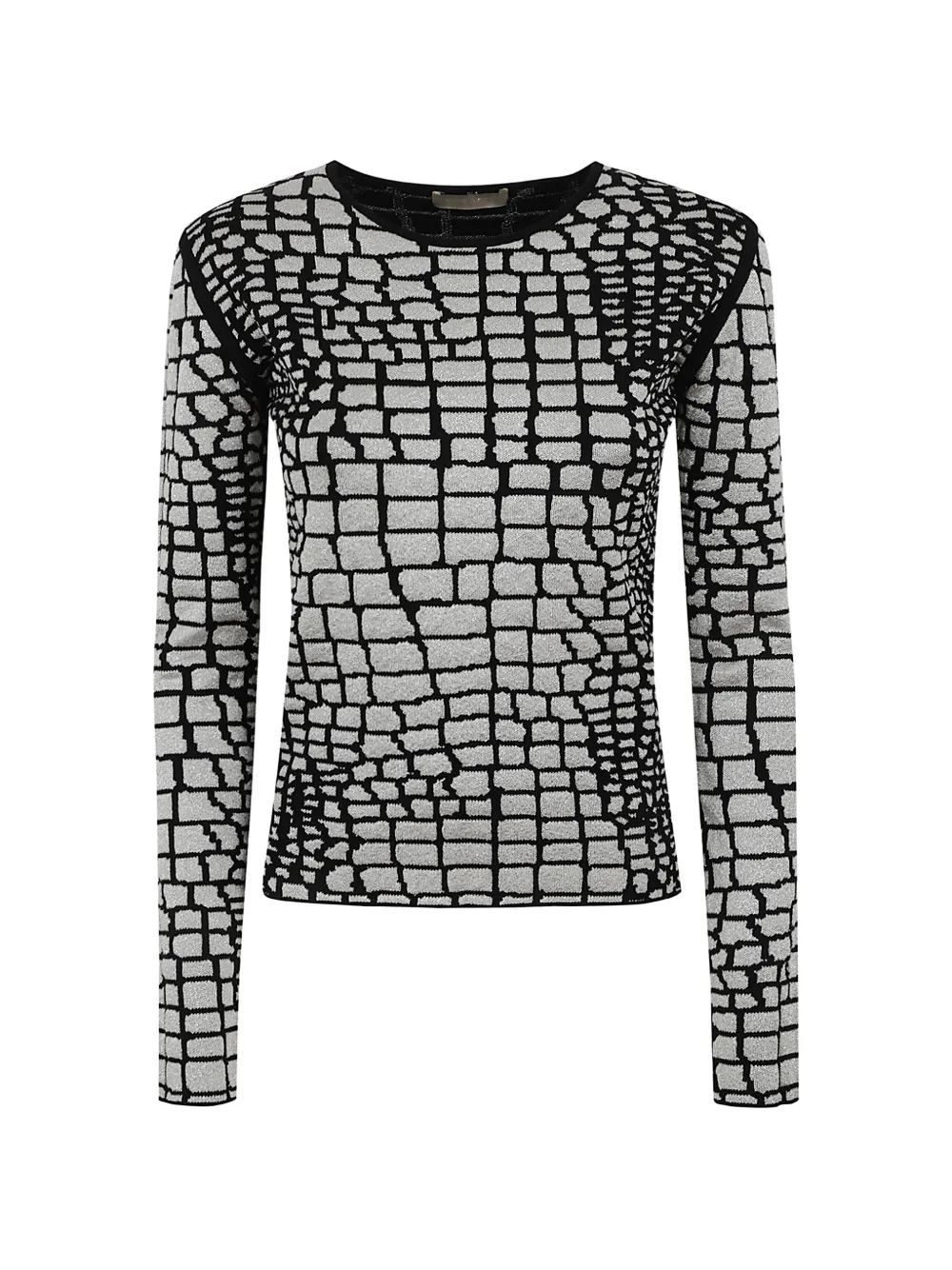 Elie Saab geometric-pattern long-sleeve top Zilver