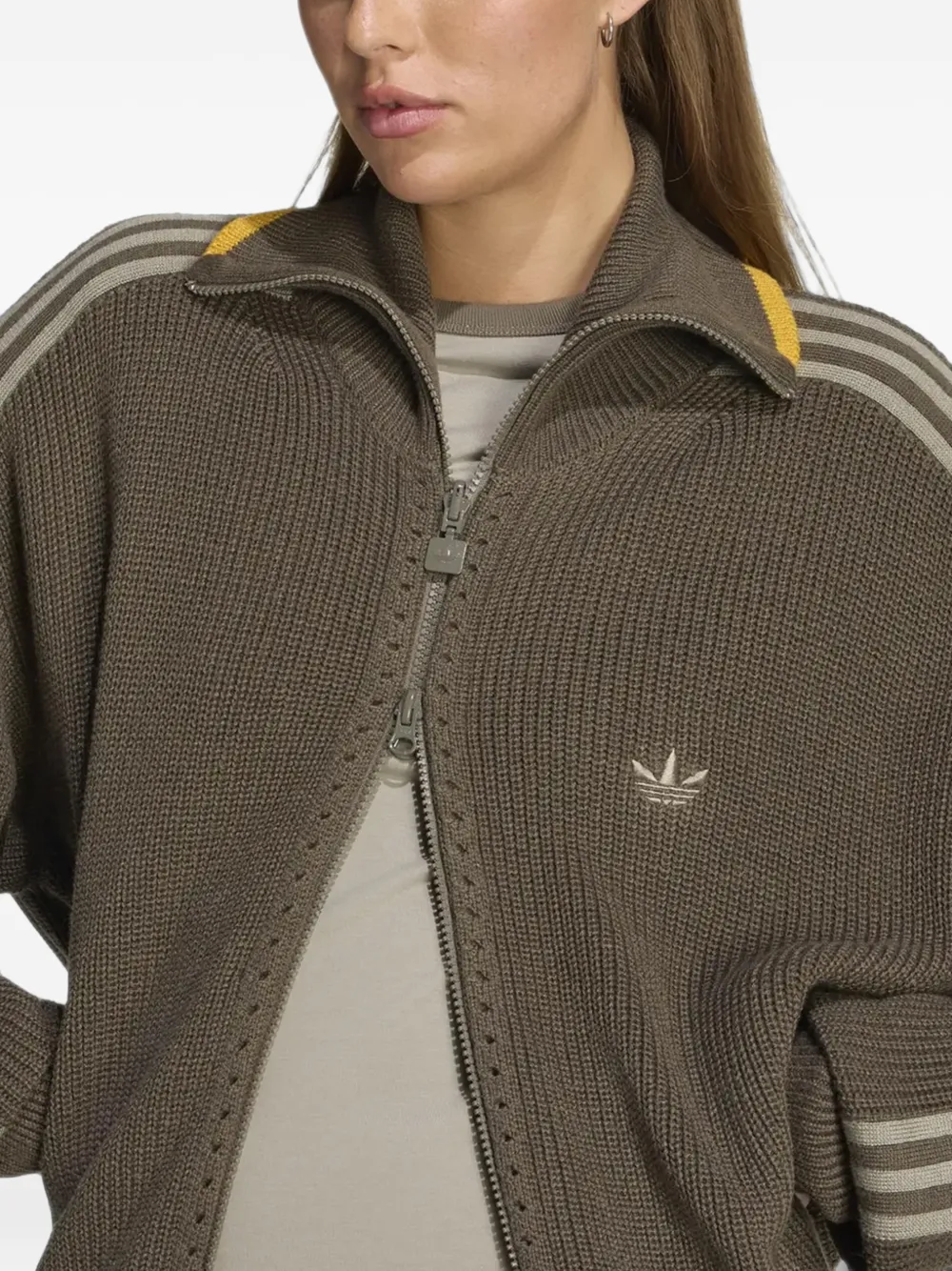 adidas Firebird logo-embroidered cardigan Bruin