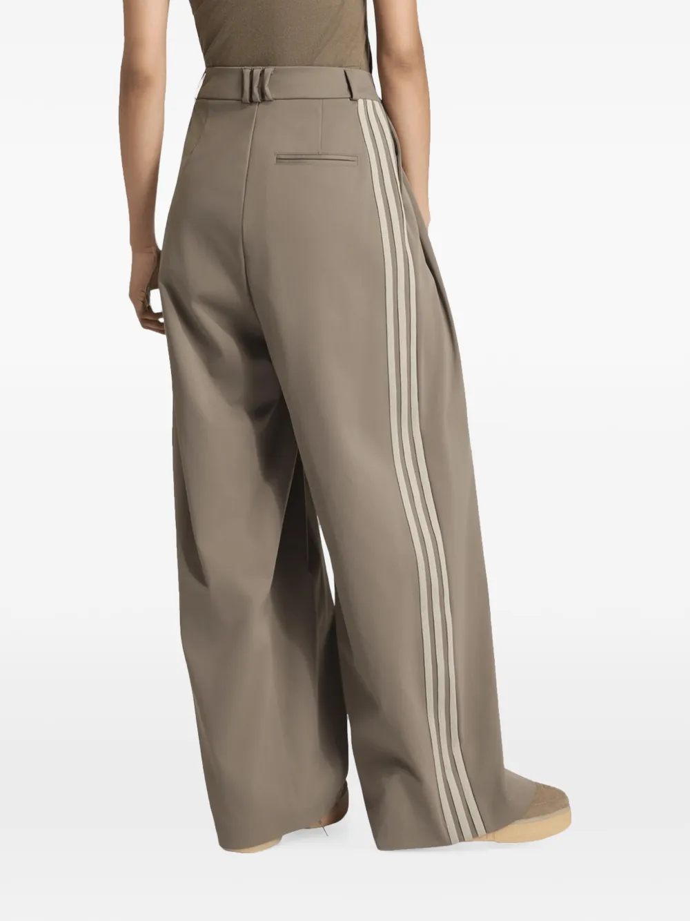 adidas pleated side-stripe palazzo pants Beige