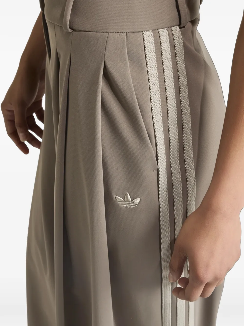 adidas pleated side-stripe palazzo pants Beige