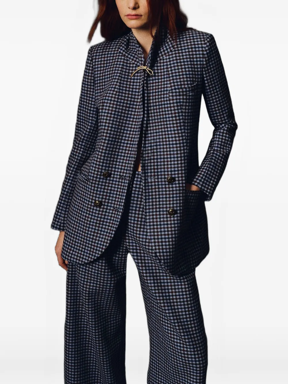 Cara Remy wollen blazer met dubbele rij knopen Blauw
