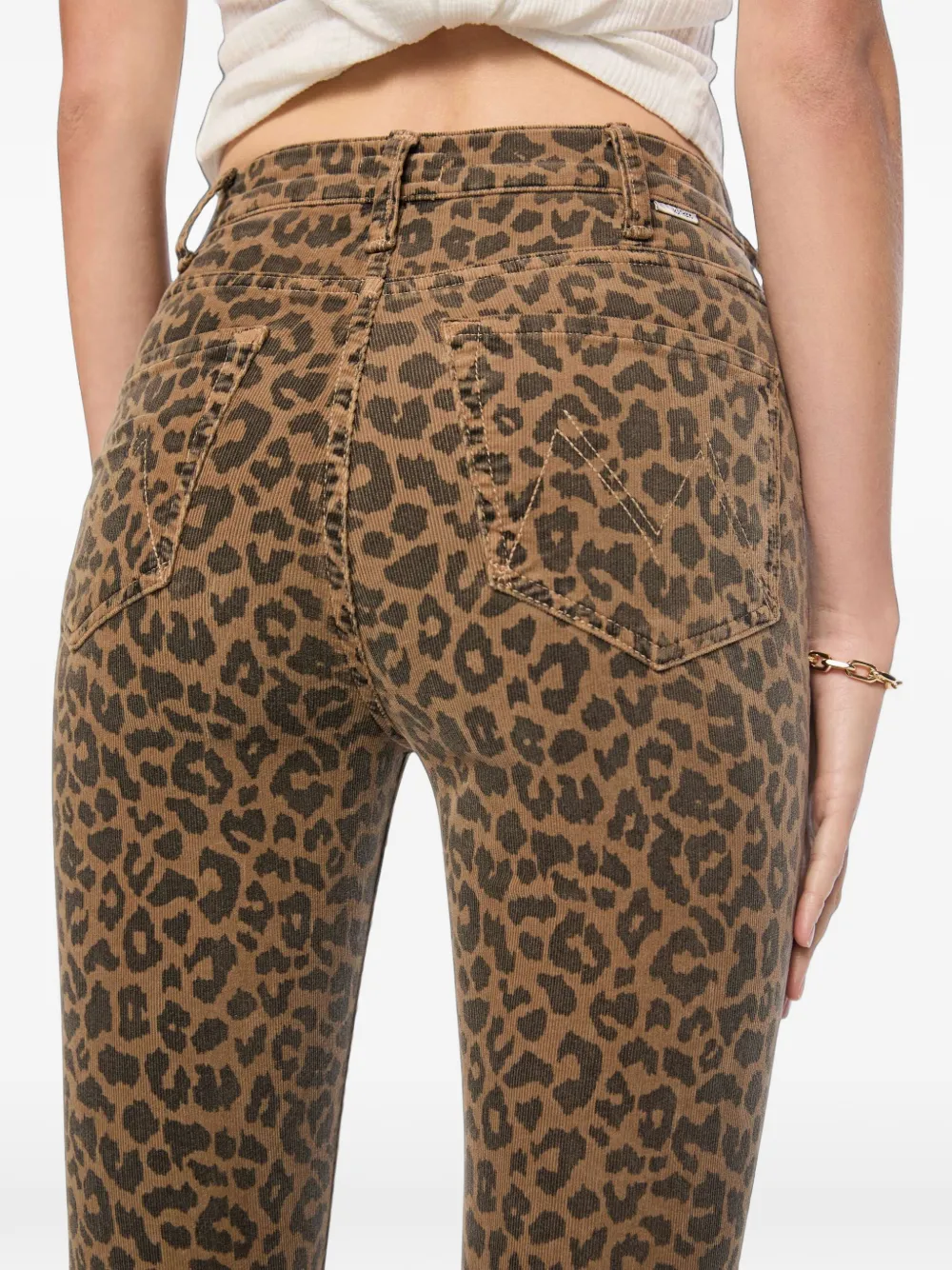 MOTHER The Hustler Flood jeans met luipaard-print Bruin