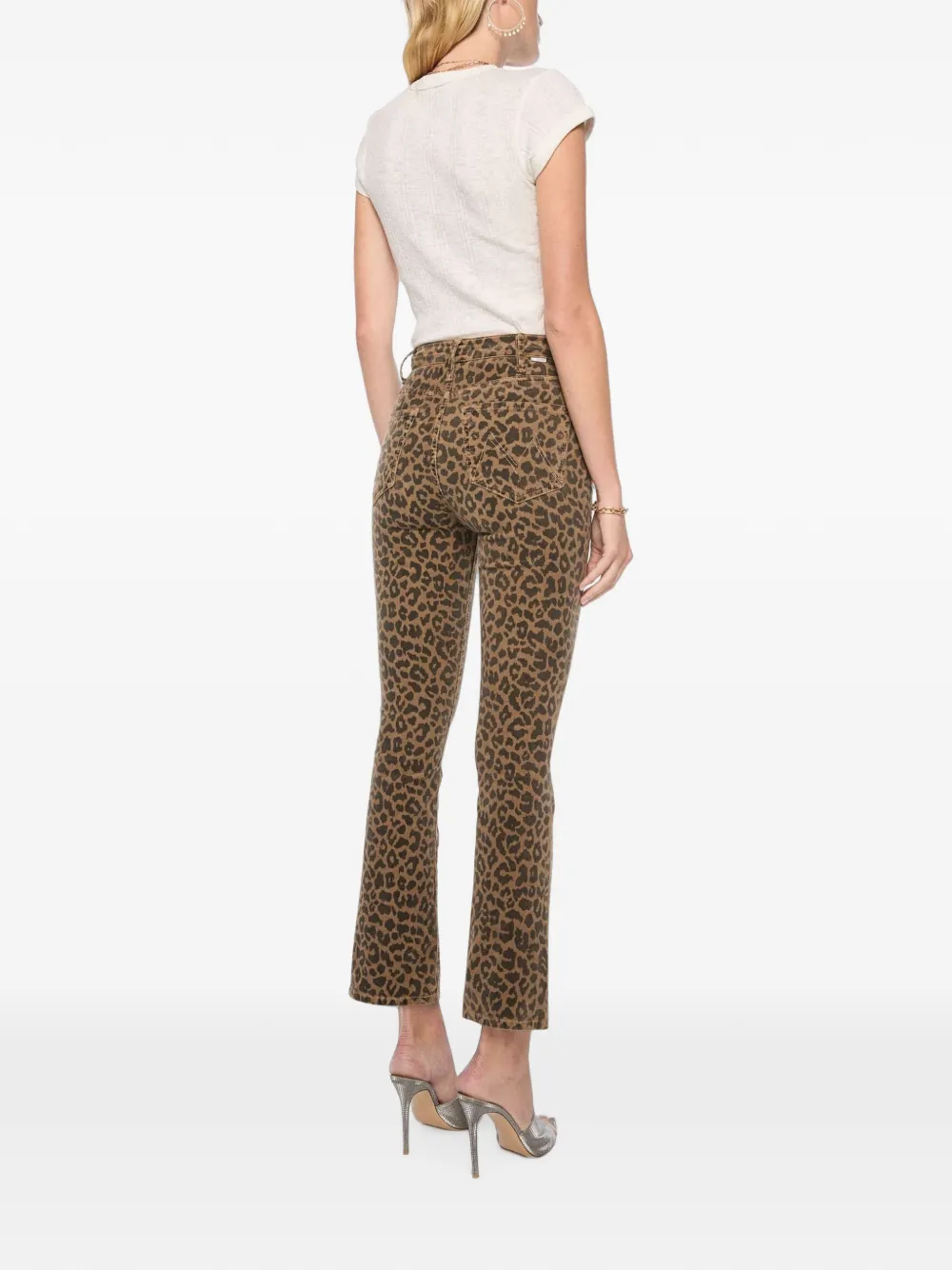 MOTHER The Hustler Flood jeans met luipaard-print Bruin