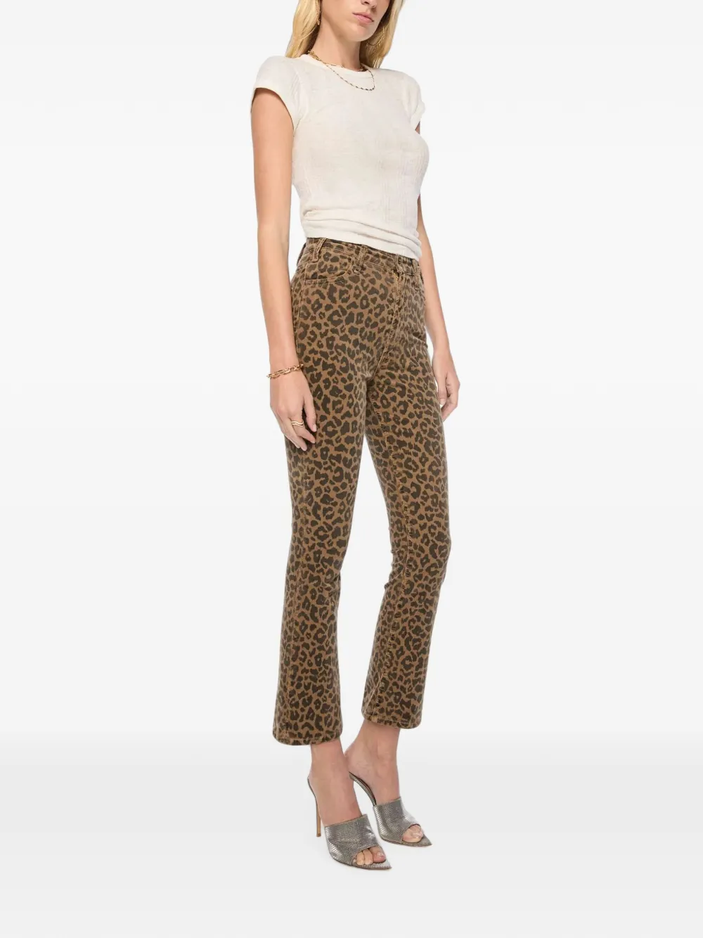 MOTHER The Hustler Flood jeans met luipaard-print Bruin