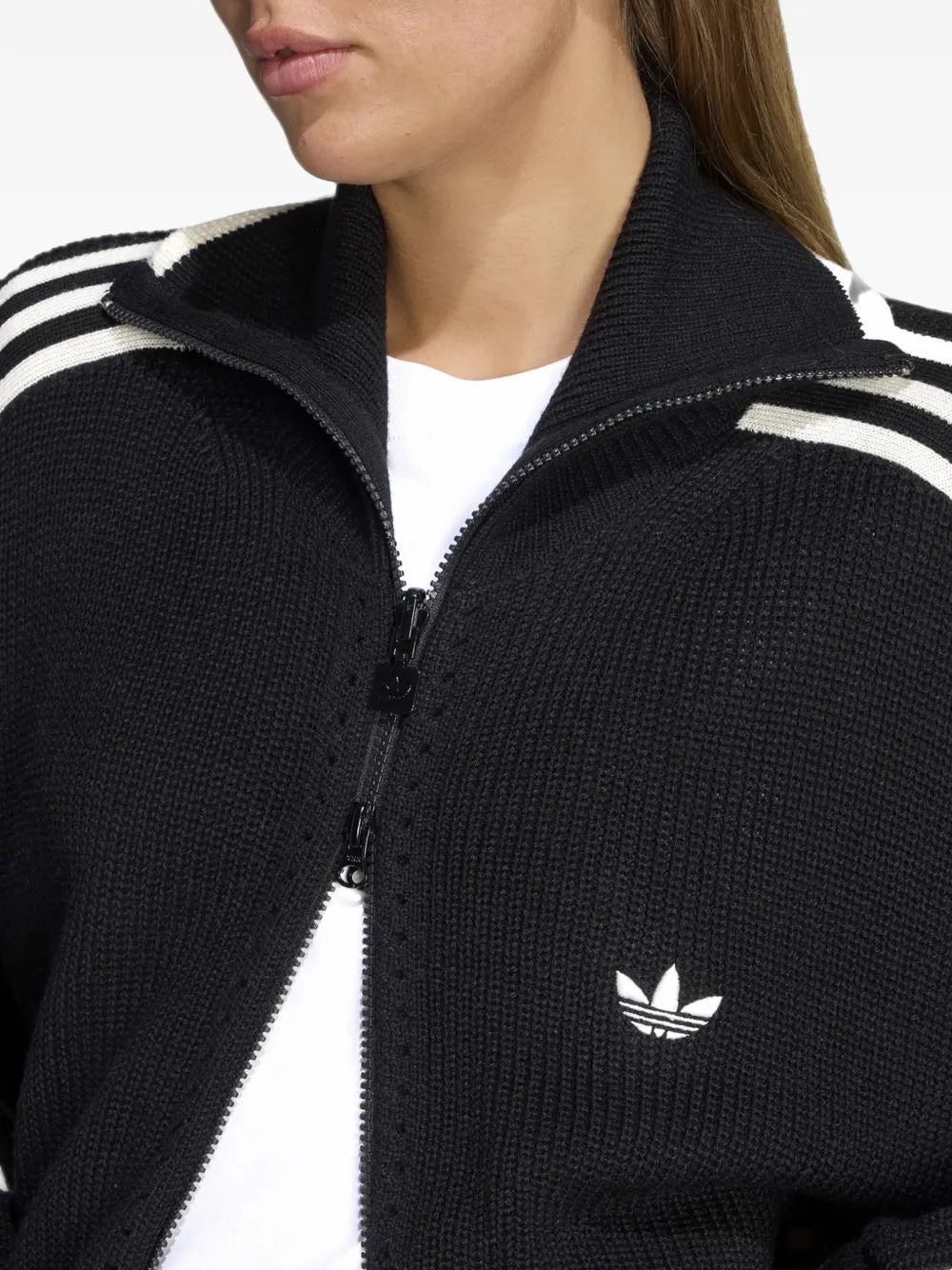 adidas Firebird side-stripe cardigan Zwart
