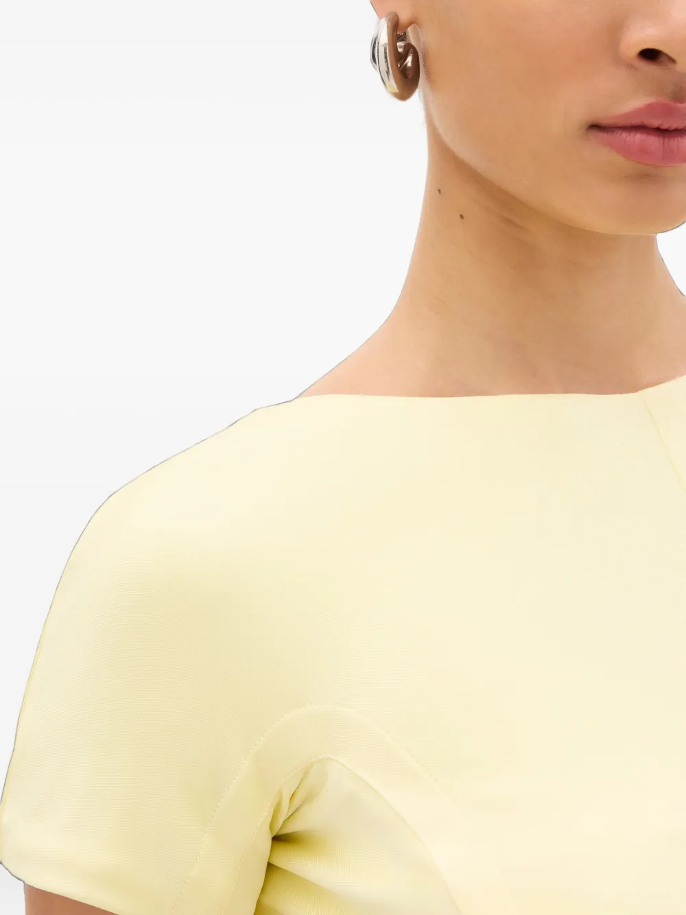 Another Tomorrow Fluid Wrap Midi Dress in Yellow, view 4