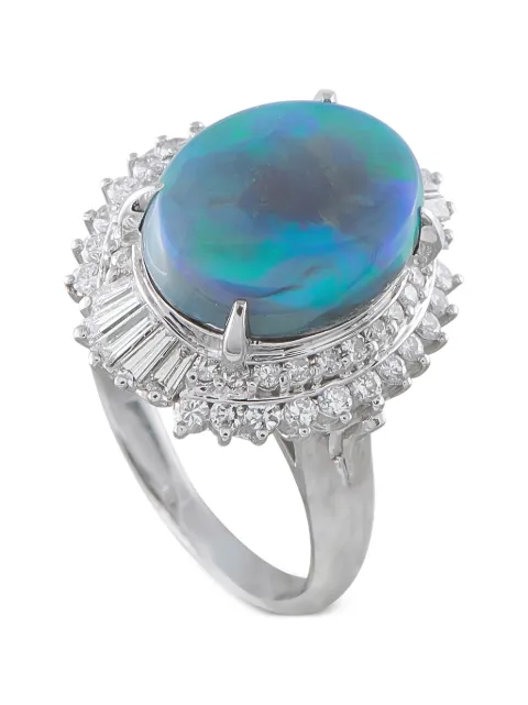 LB Exclusive black opal and diamond halo ring