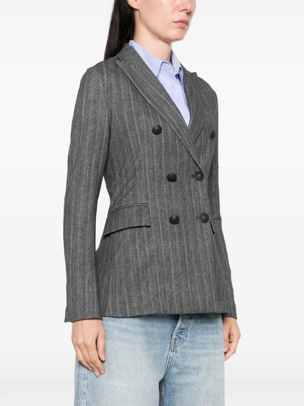 Circolo 1901 pinstripe-patten double-breasted blazer Grijs