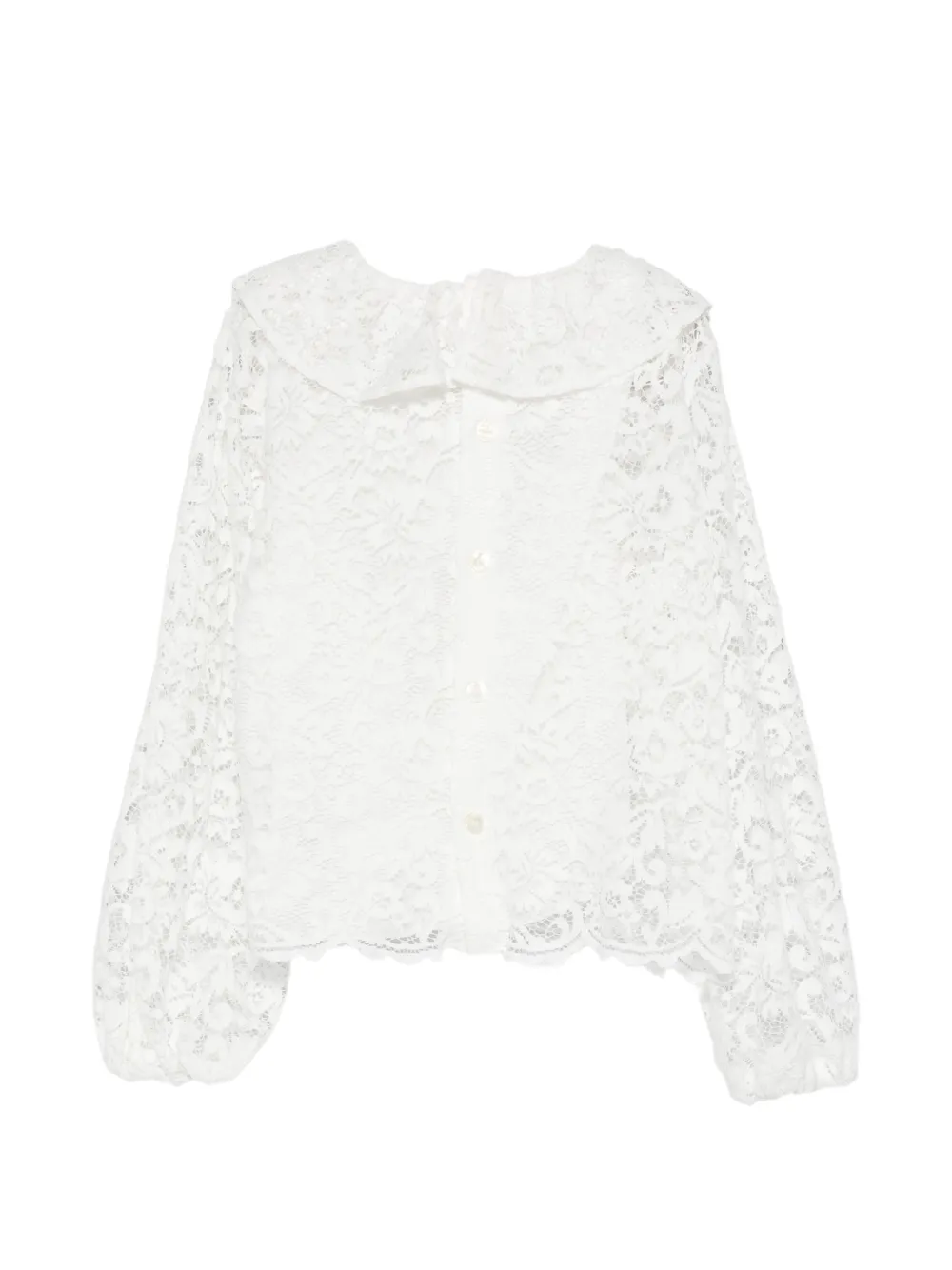 Il Gufo Blouse met ruches en bloemenkant Wit