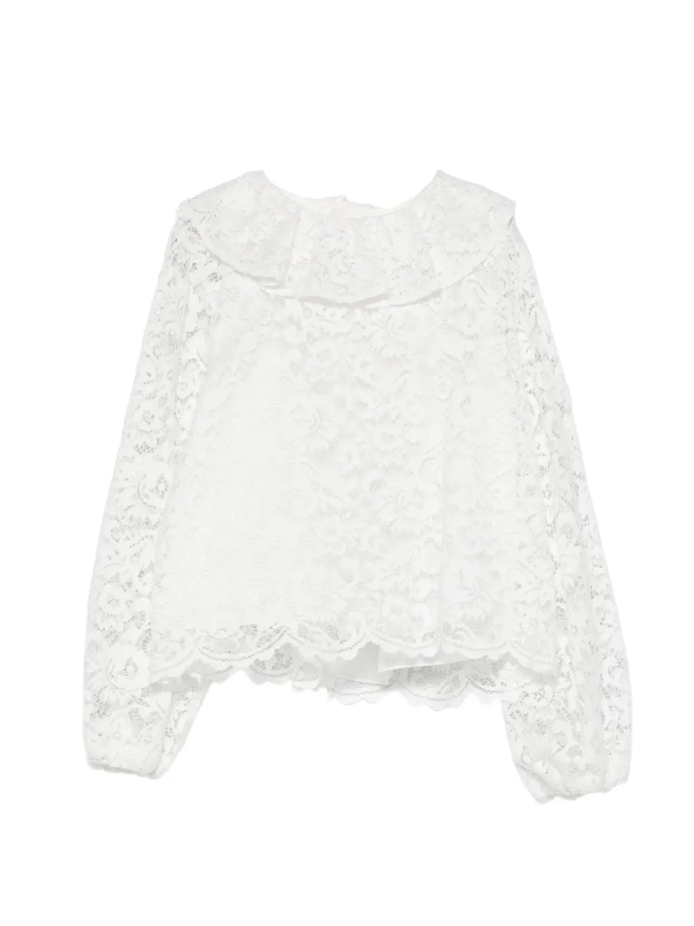 Il Gufo ruffled floral-lace shirt - Bianco