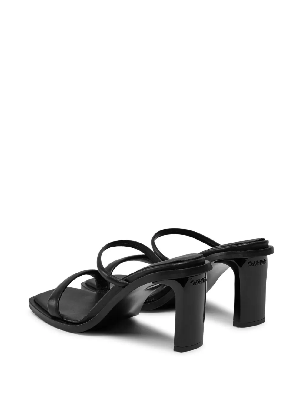 Calvin Klein Calf Leather Square-toe Sandals in Black, view 3