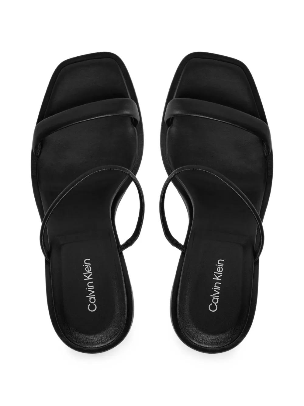 Calvin Klein Calf Leather Square-toe Sandals in Black, view 4