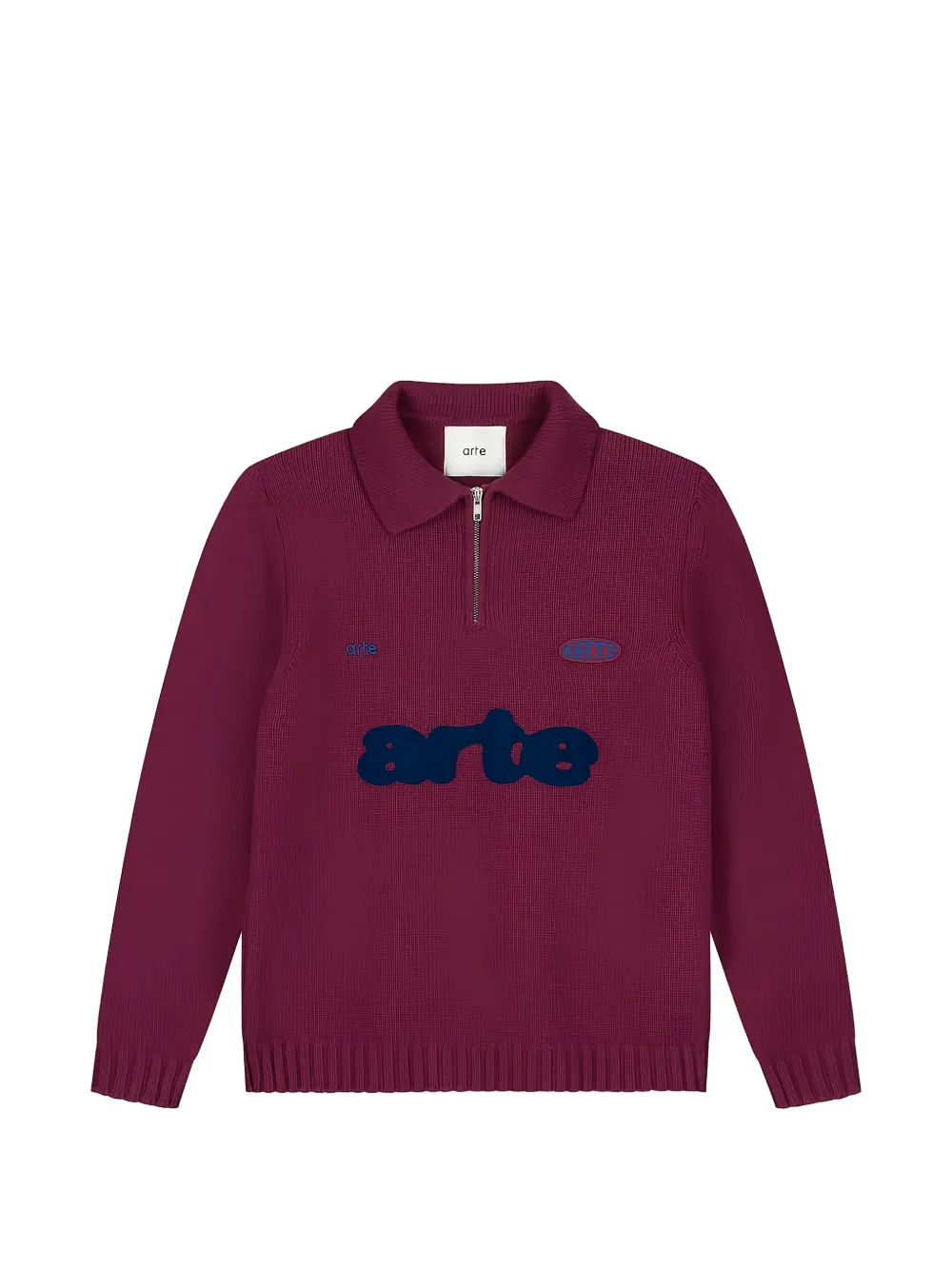 Arte Antwerp logo-embroidered half-zip sweater - Rosso