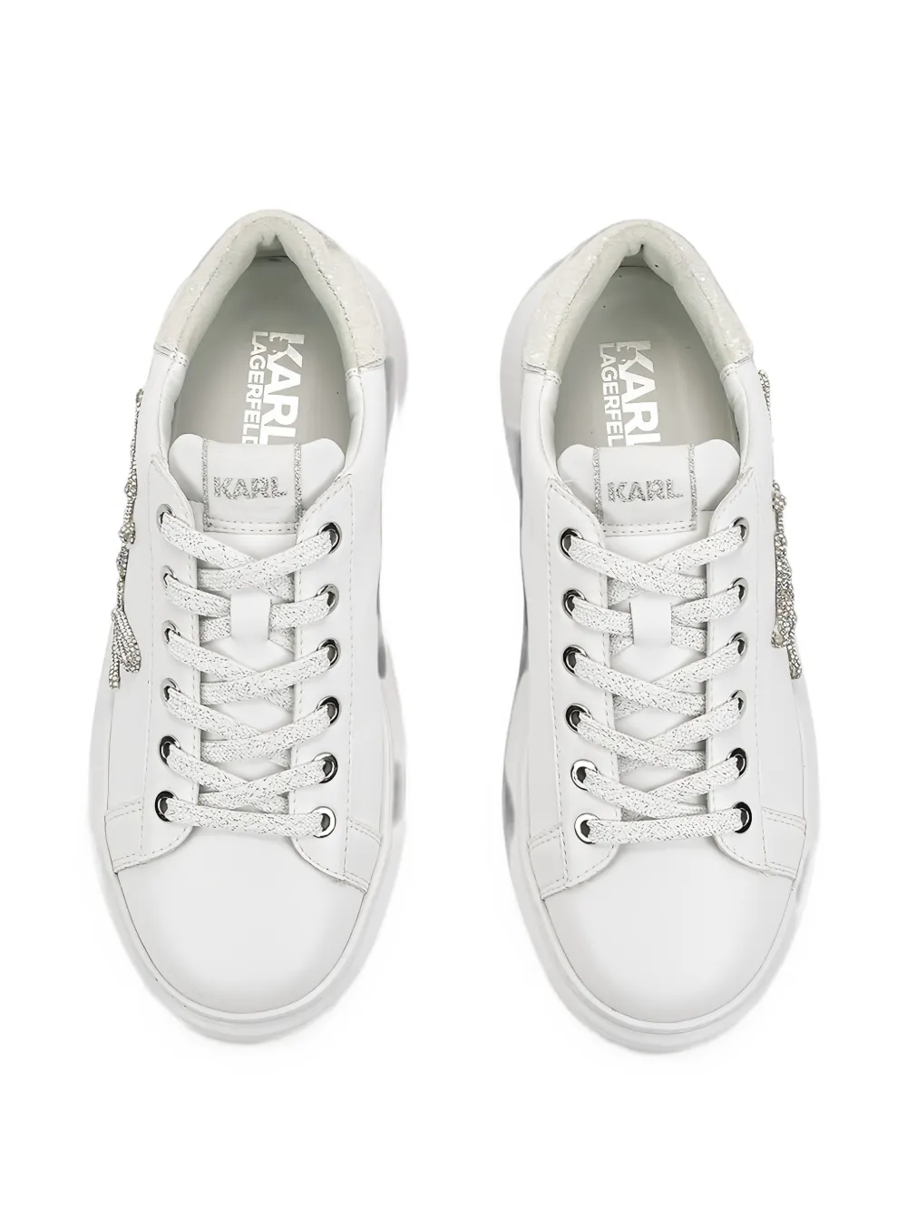 Karl Lagerfeld Kapri strass-logo sneakers Wit