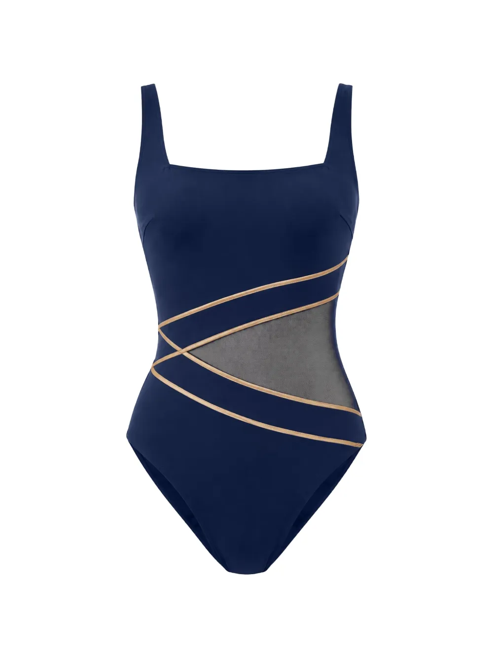 Gottex Onyx mesh-panel square-neck swimsuit - Blu