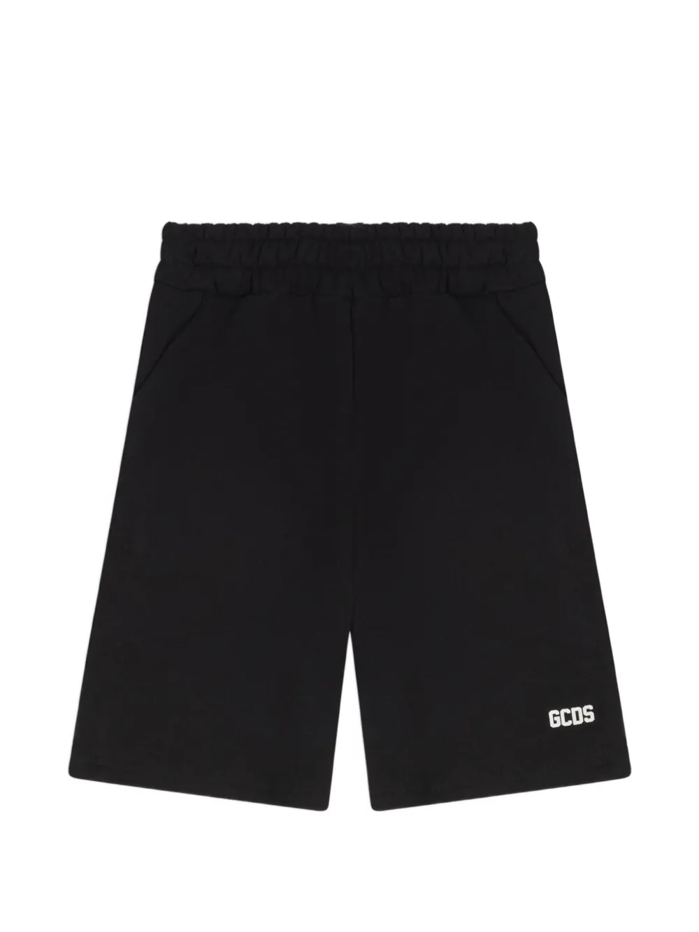 Gcds Kids logo-tape jersey shorts - Nero