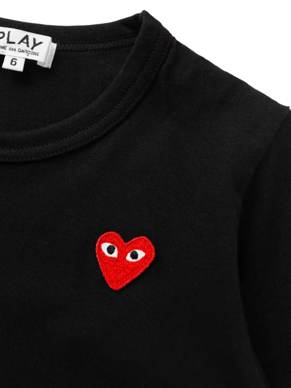 Comme Des Garçons Play Kids T-shirt met patch Zwart