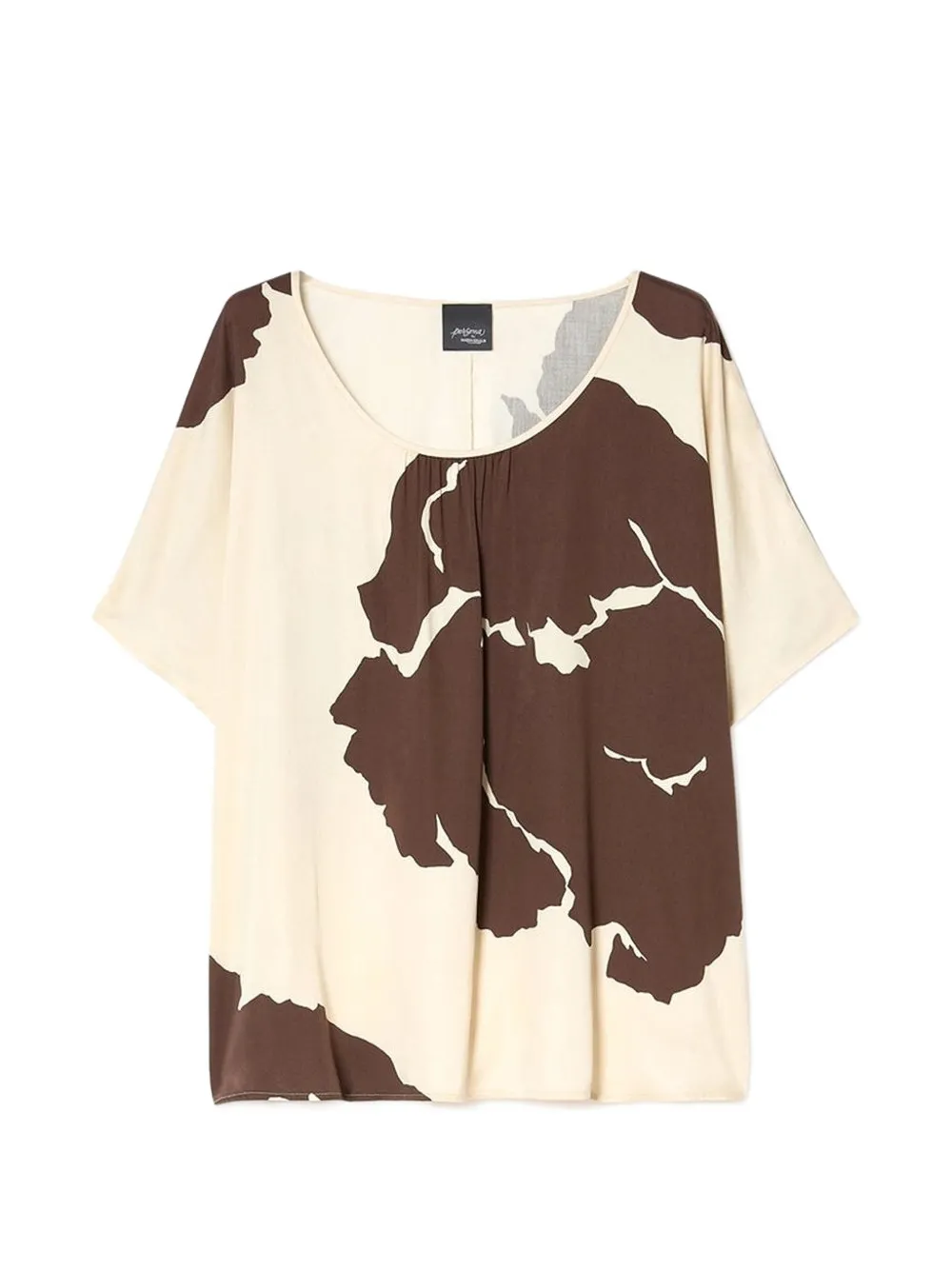 Marina Rinaldi abstract-print scoop-neck blouse - Toni neutri