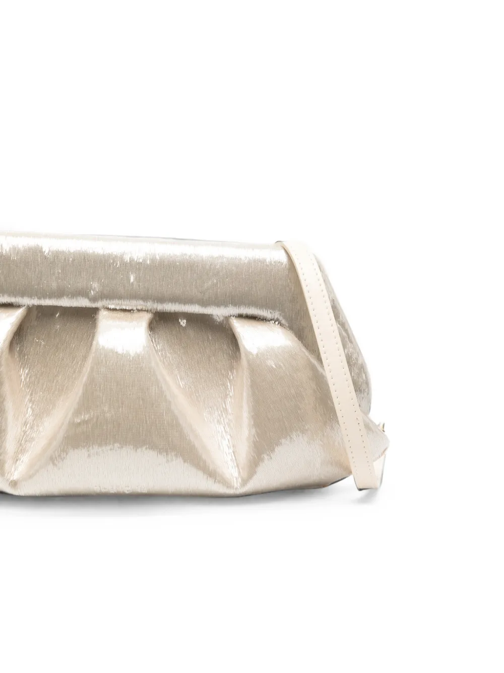 Themoirè Bios clutch met ruches en lurex afwerking Beige