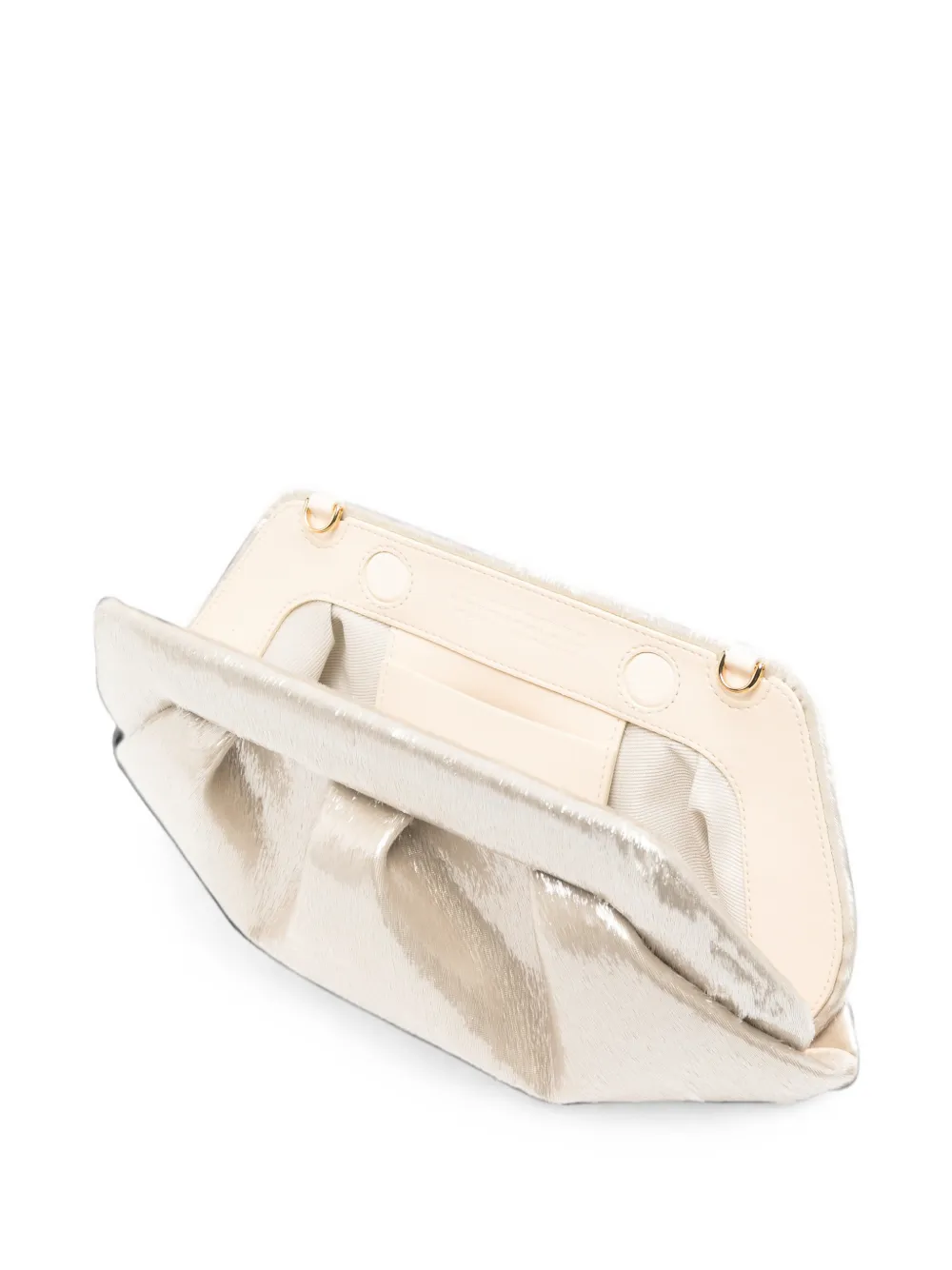 Themoirè Bios clutch met ruches en lurex afwerking Beige