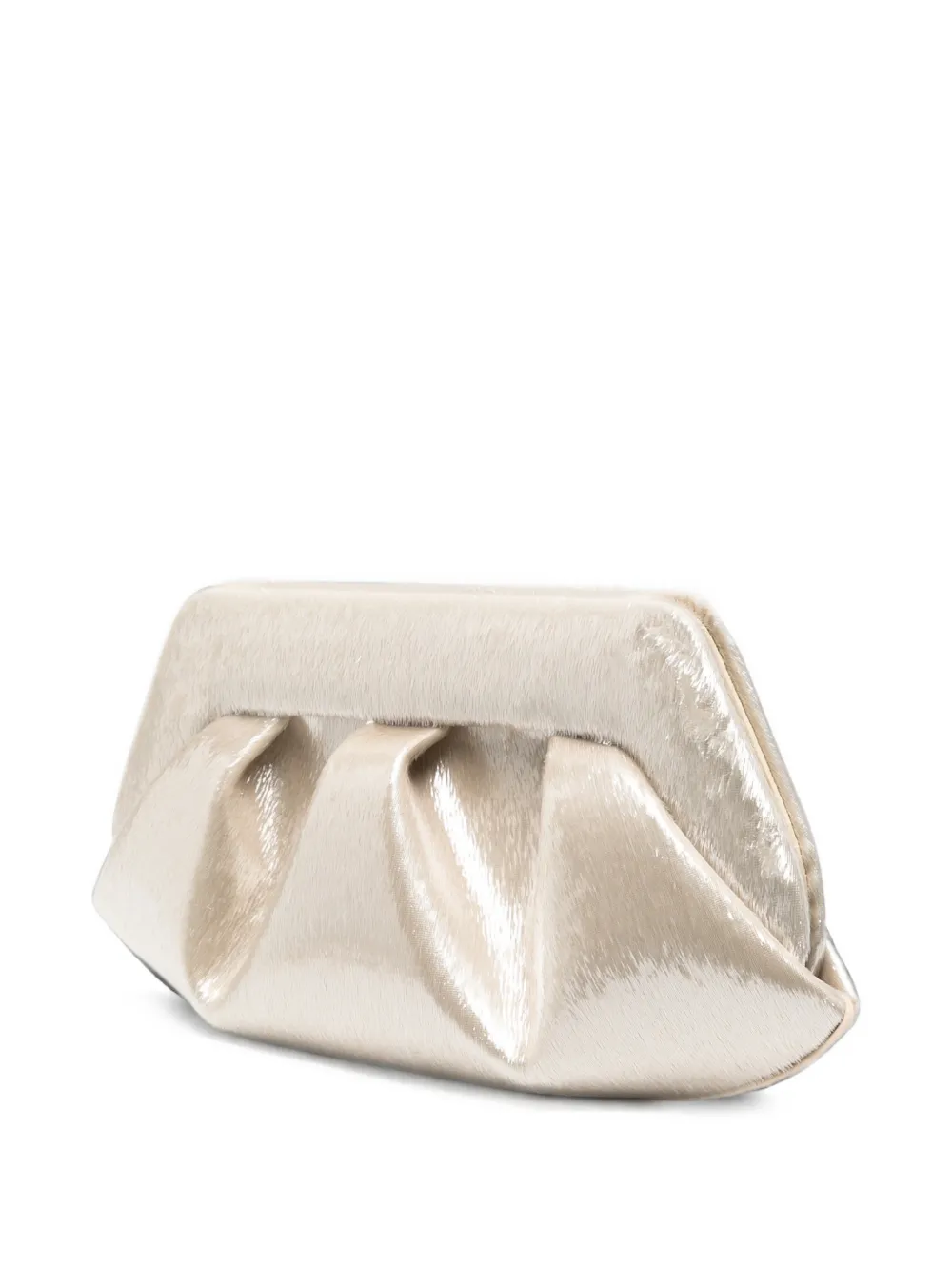 Themoirè Bios clutch met ruches en lurex afwerking Beige