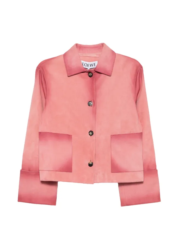 Loewe Turn-up Jacket in Suede Lambskin in Pink