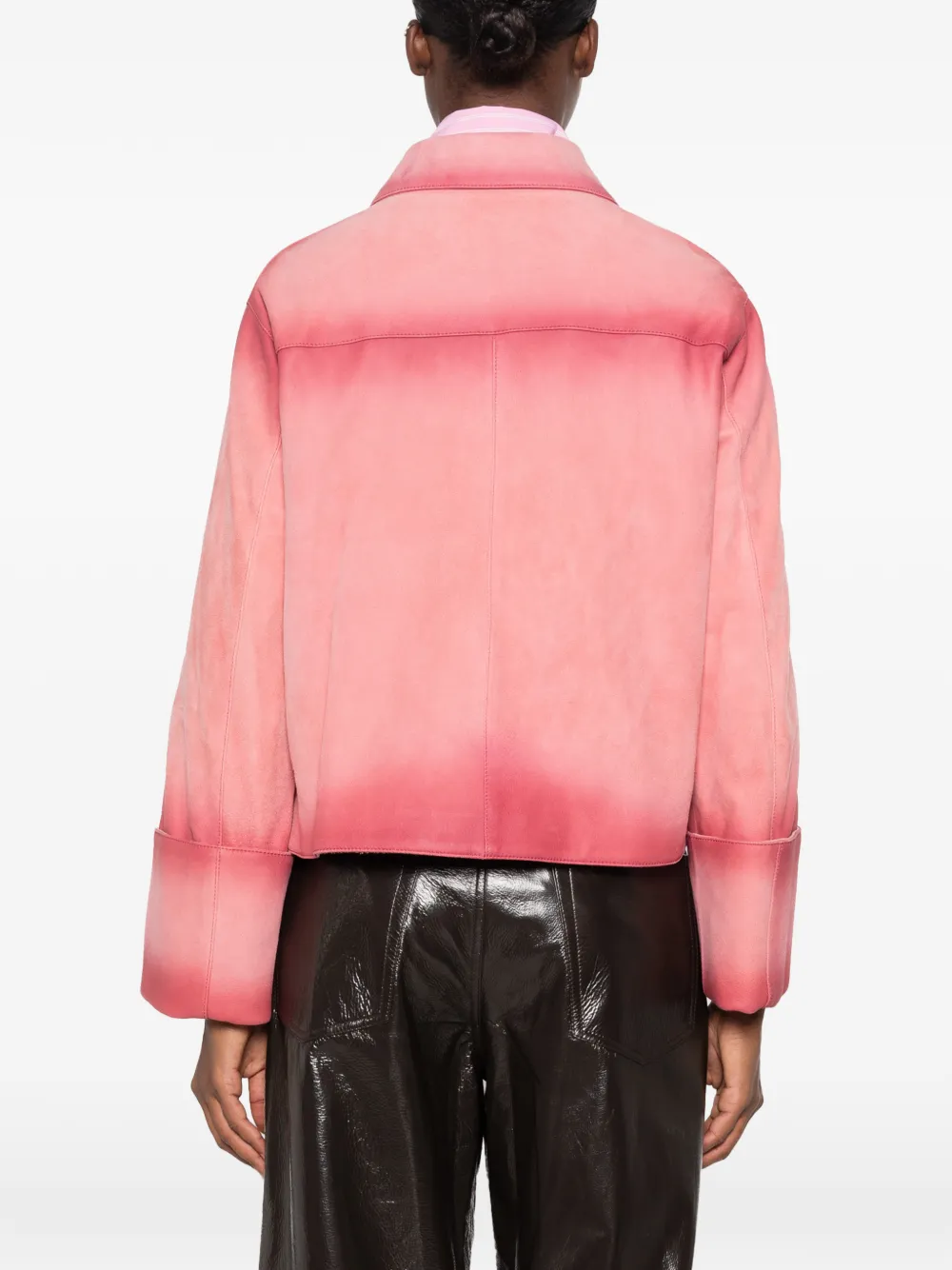 LOEWE Suède lamsleren jack met omgeslagen mouwen Roze