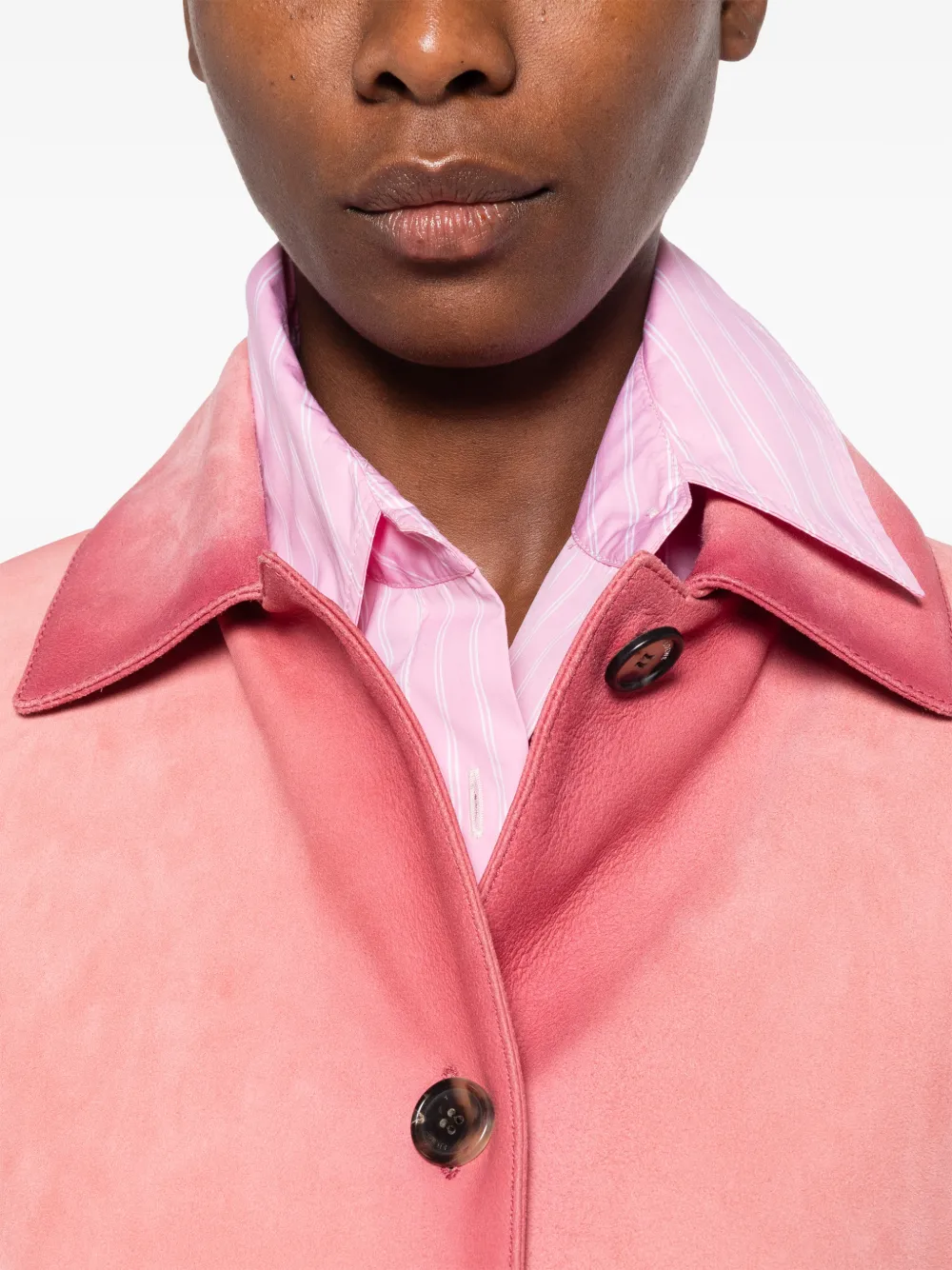 LOEWE Suède lamsleren jack met omgeslagen mouwen Roze