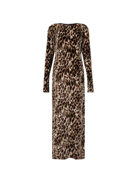 Marina Rinaldi leopard-print long-sleeve maxi dress