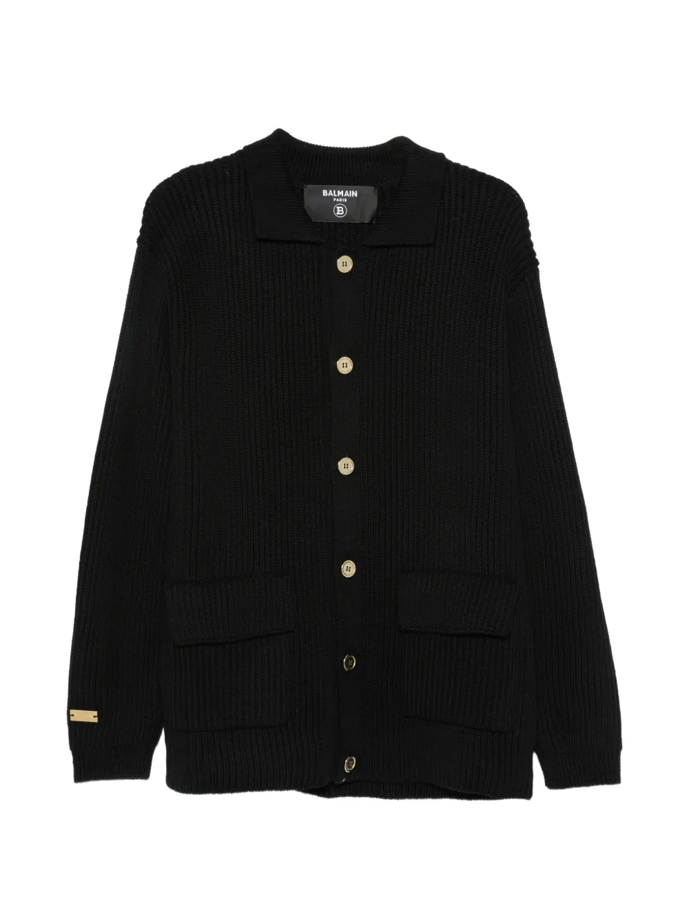 Balmain Kids ribbed-knit wool cardigan - Nero