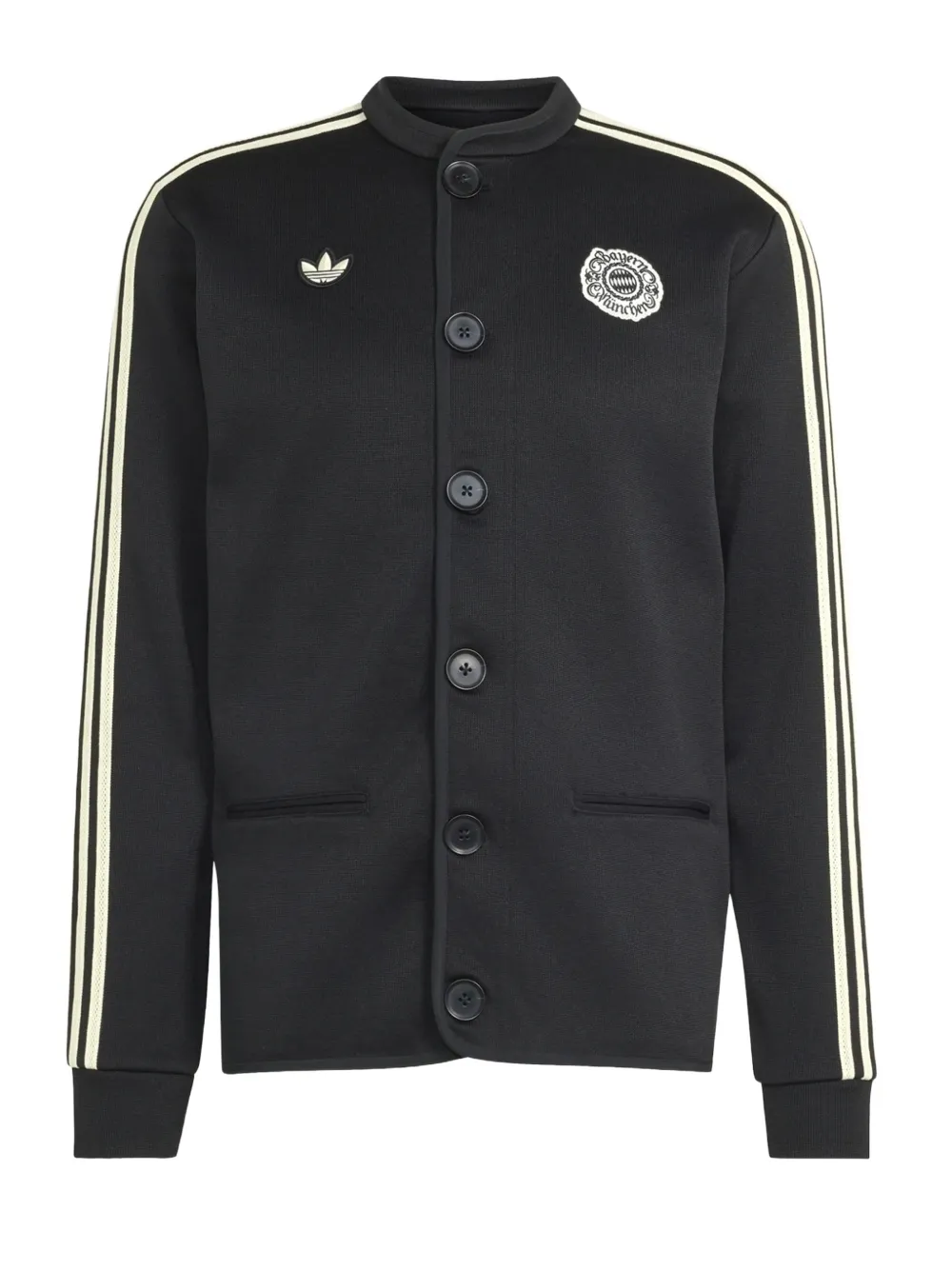 adidas logo-patch button-up sweater Zwart