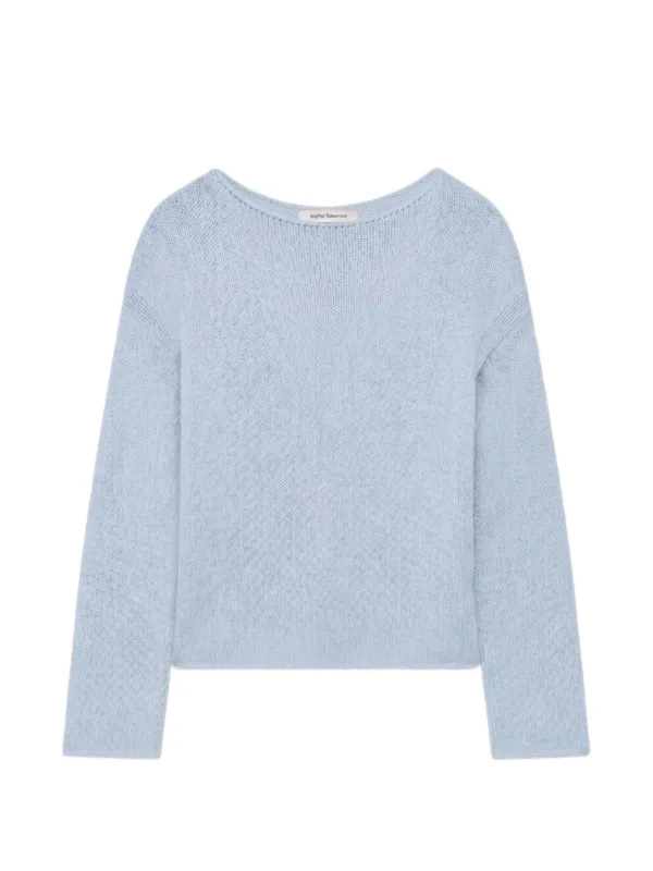 Another Tomorrow Draped Knit Sweater in Blue