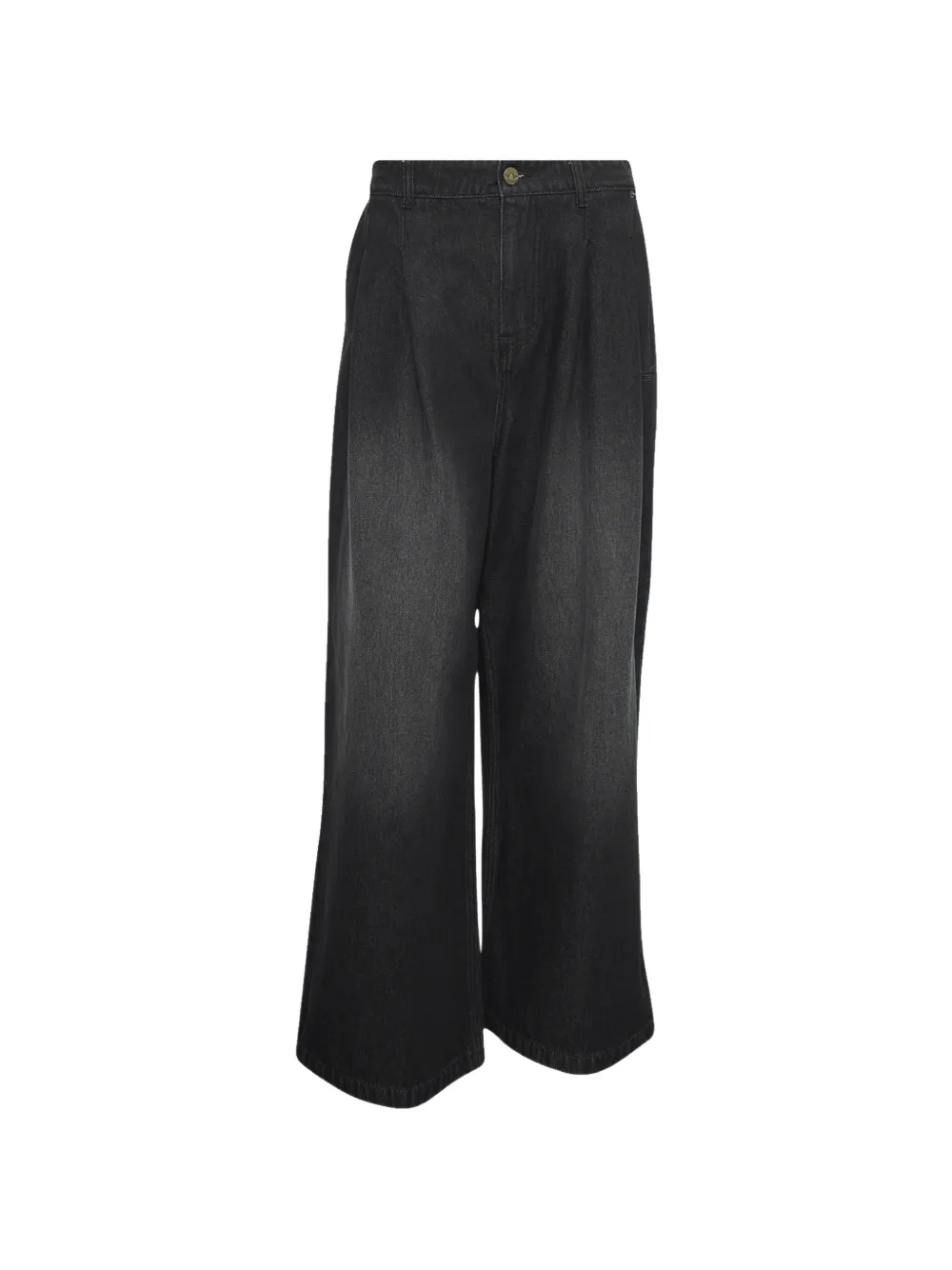 adidas logo-embroidered wide-leg jeans - Nero
