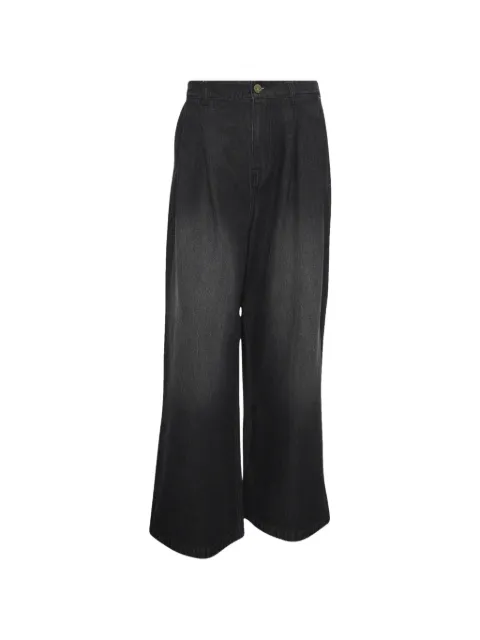 adidas logo-embroidered wide-leg jeans