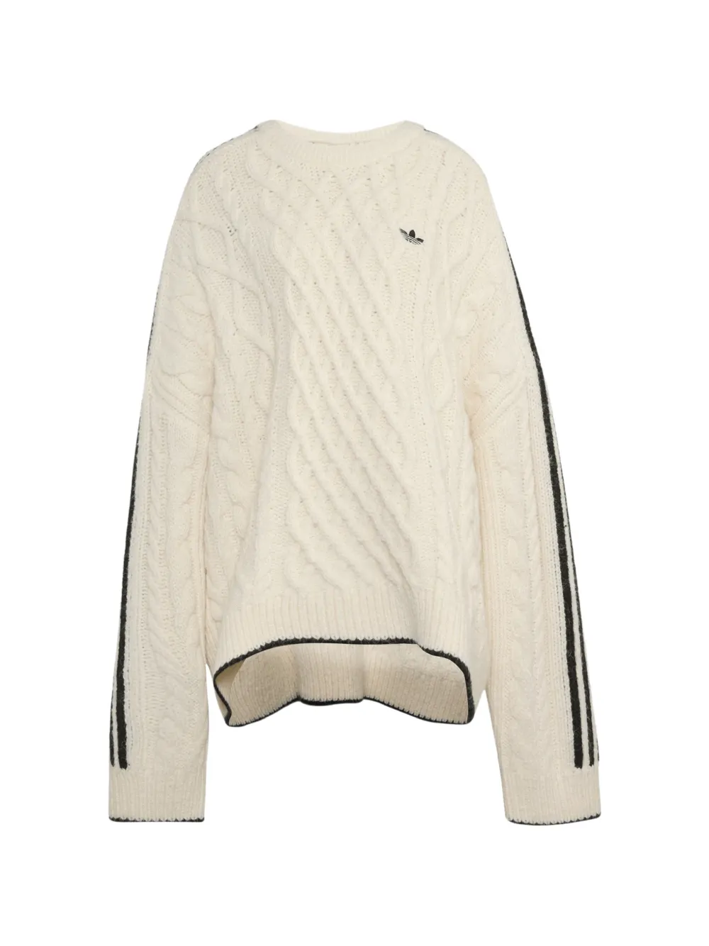 adidas cable-knit side-stripe sweater Wit