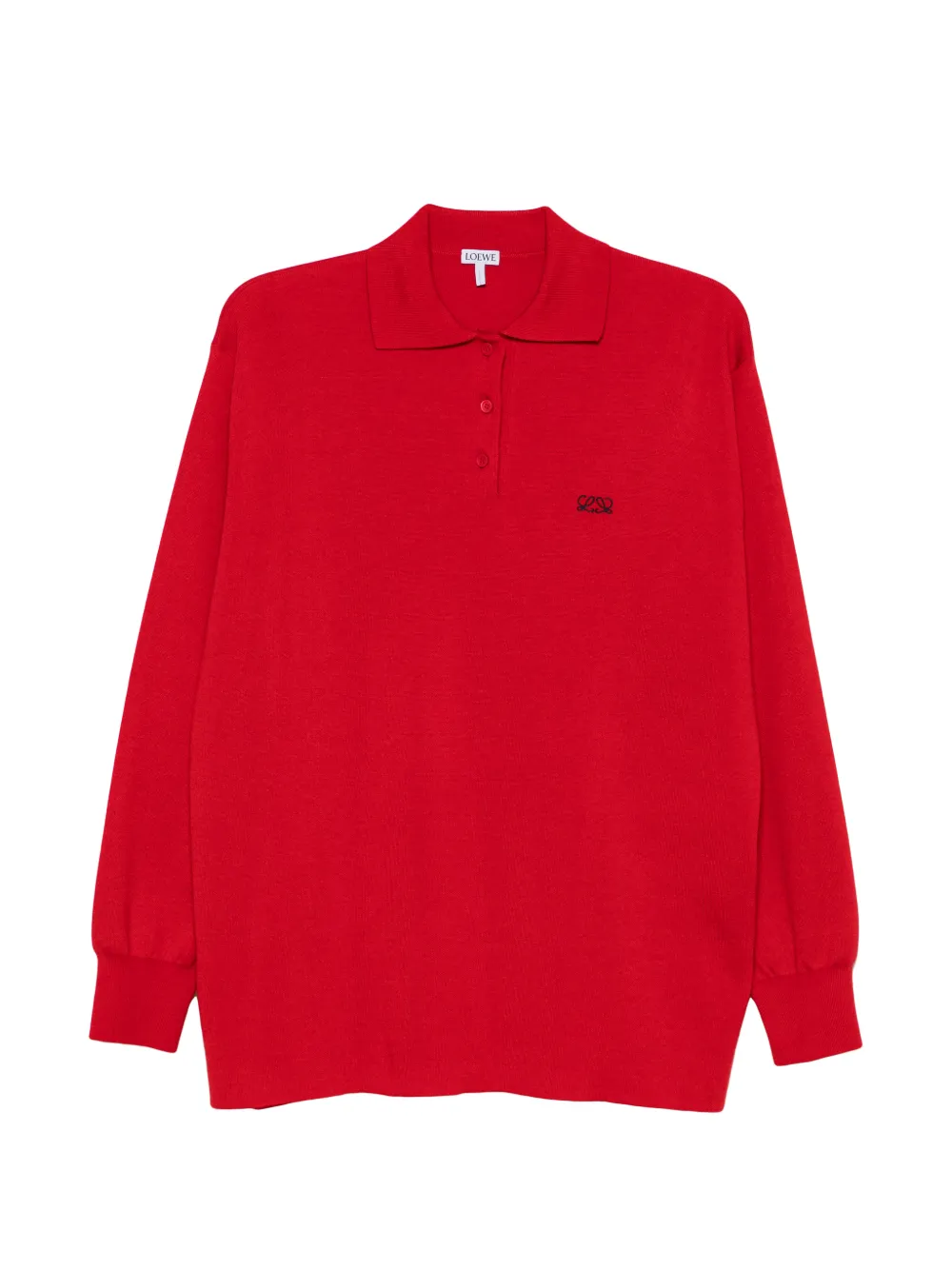 LOEWE Anagram-embroidered polo sweater - Rosso