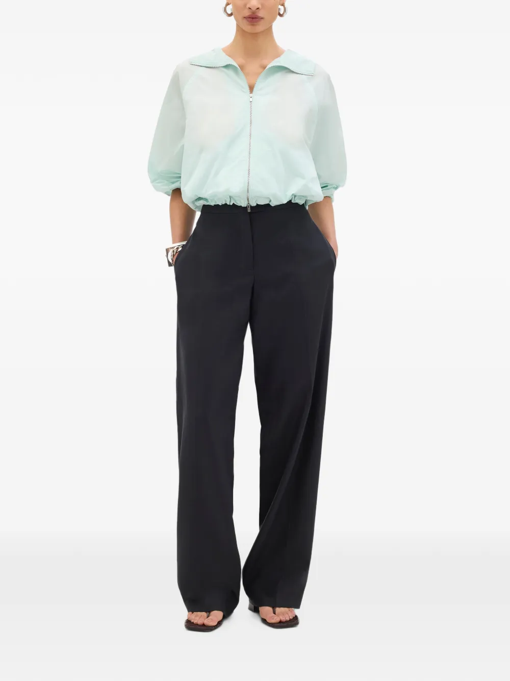 Another Tomorrow Leren shirtjack Blauw