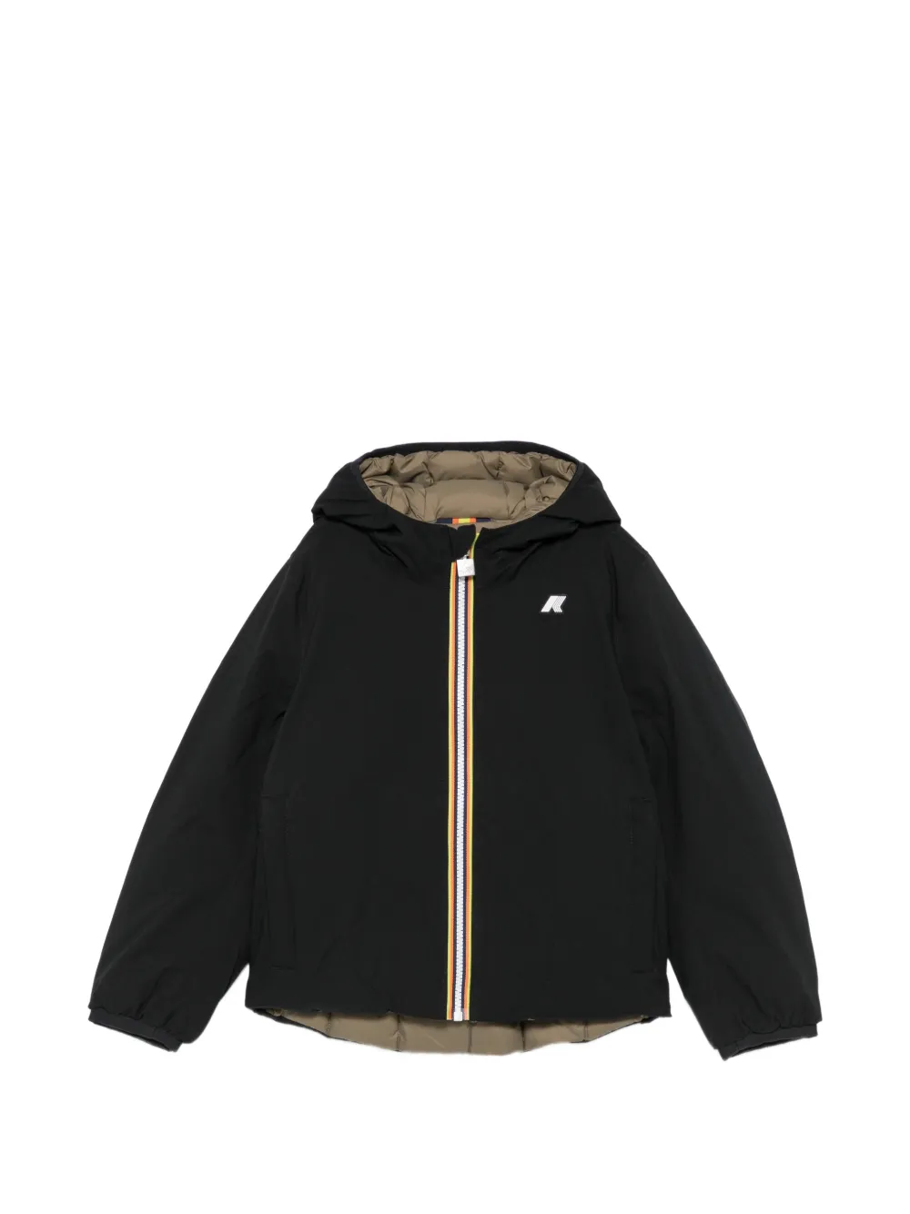 K Way Kids hooded zip-up bomber jacket Zwart
