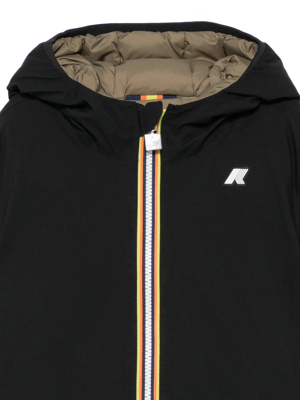 K Way Kids hooded zip-up bomber jacket Zwart