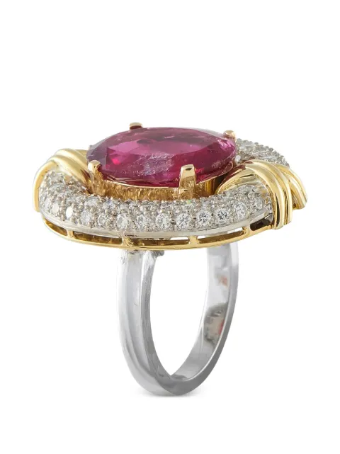 LB Exclusive rubellite and diamond halo ring