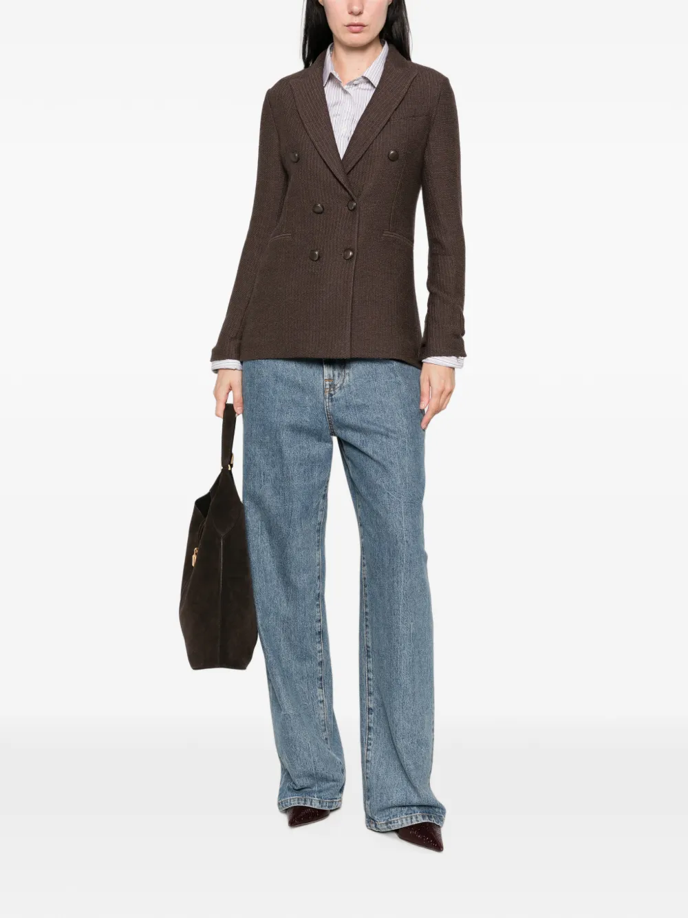 Circolo 1901 Wollen blazer met dubbele rij knopen Bruin