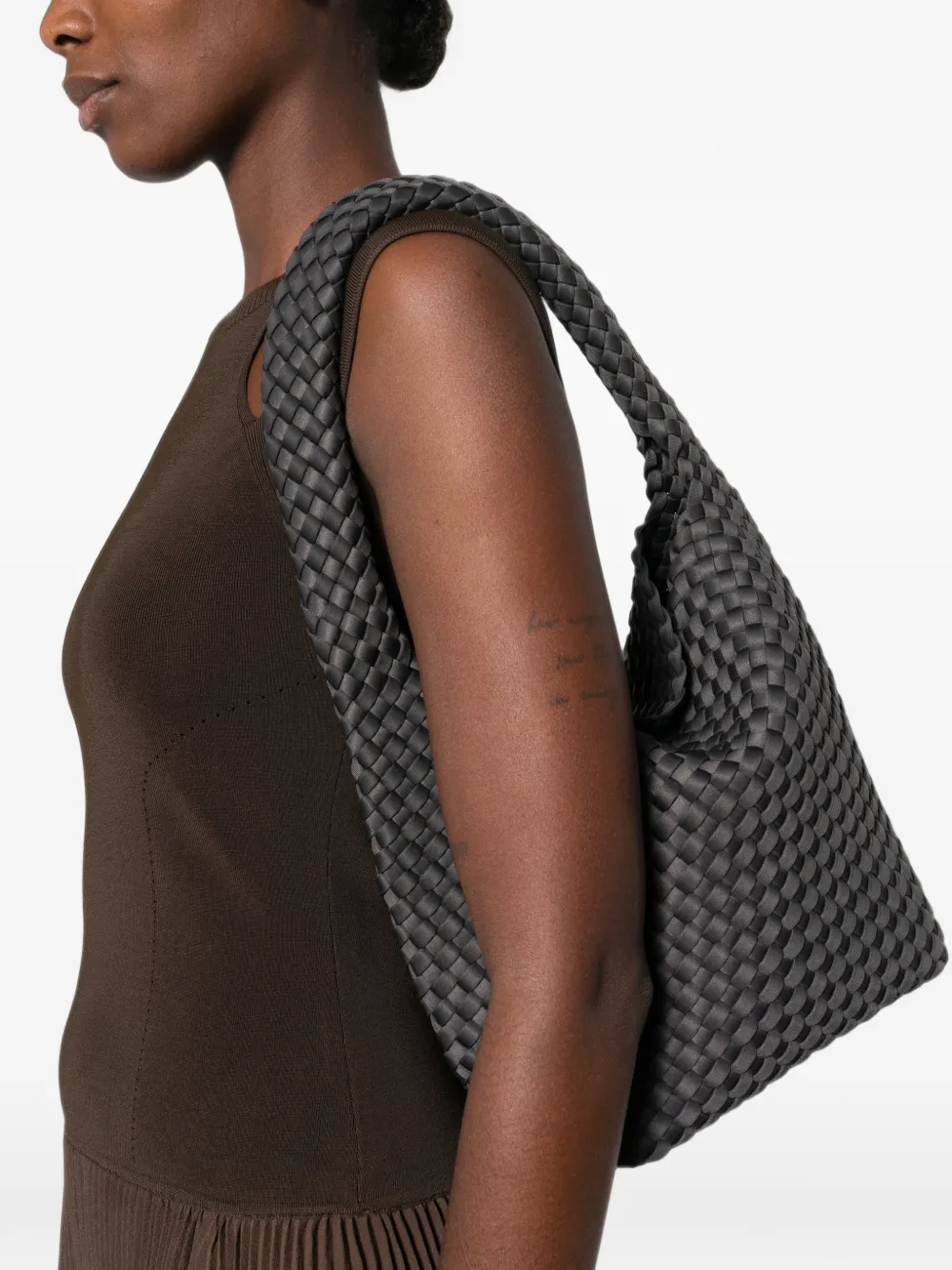 Marrea Woven Shoulder Bag In Black