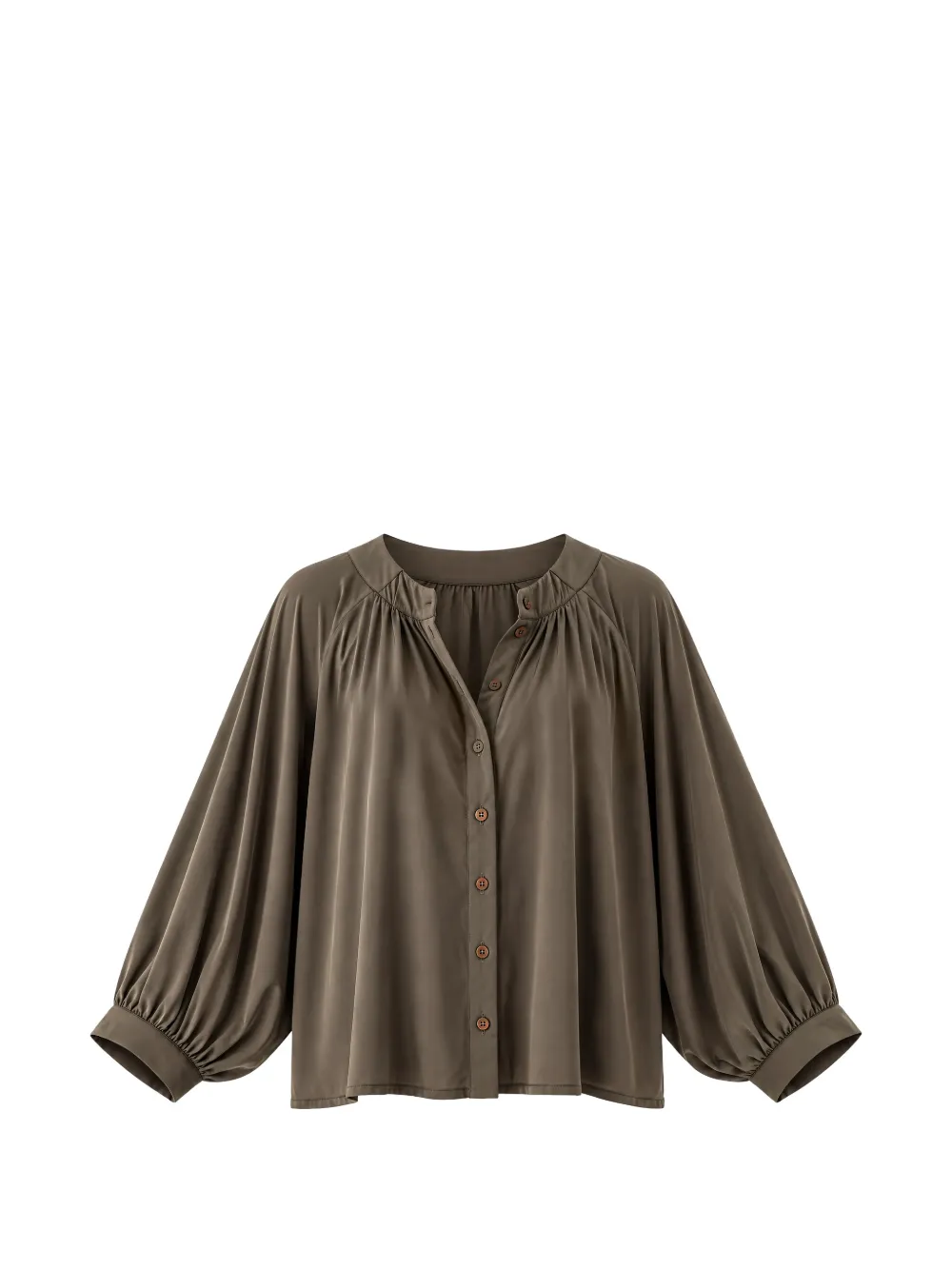 INDIES Maelys gathered balloon-sleeve blouse - Verde