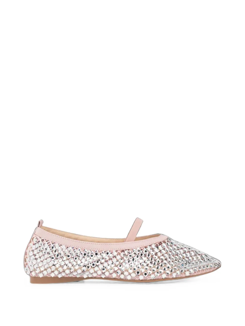 TWENTY FOURHAITCH crystal-embellished mesh ballet flats - Rosa