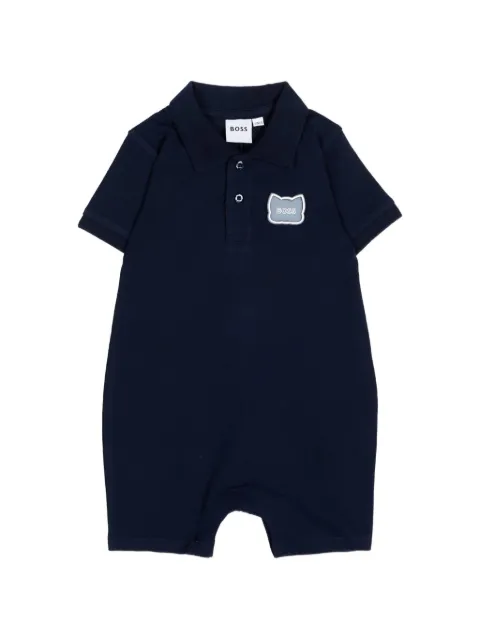 BOSS Kidswear logo-patch polo-collar romper