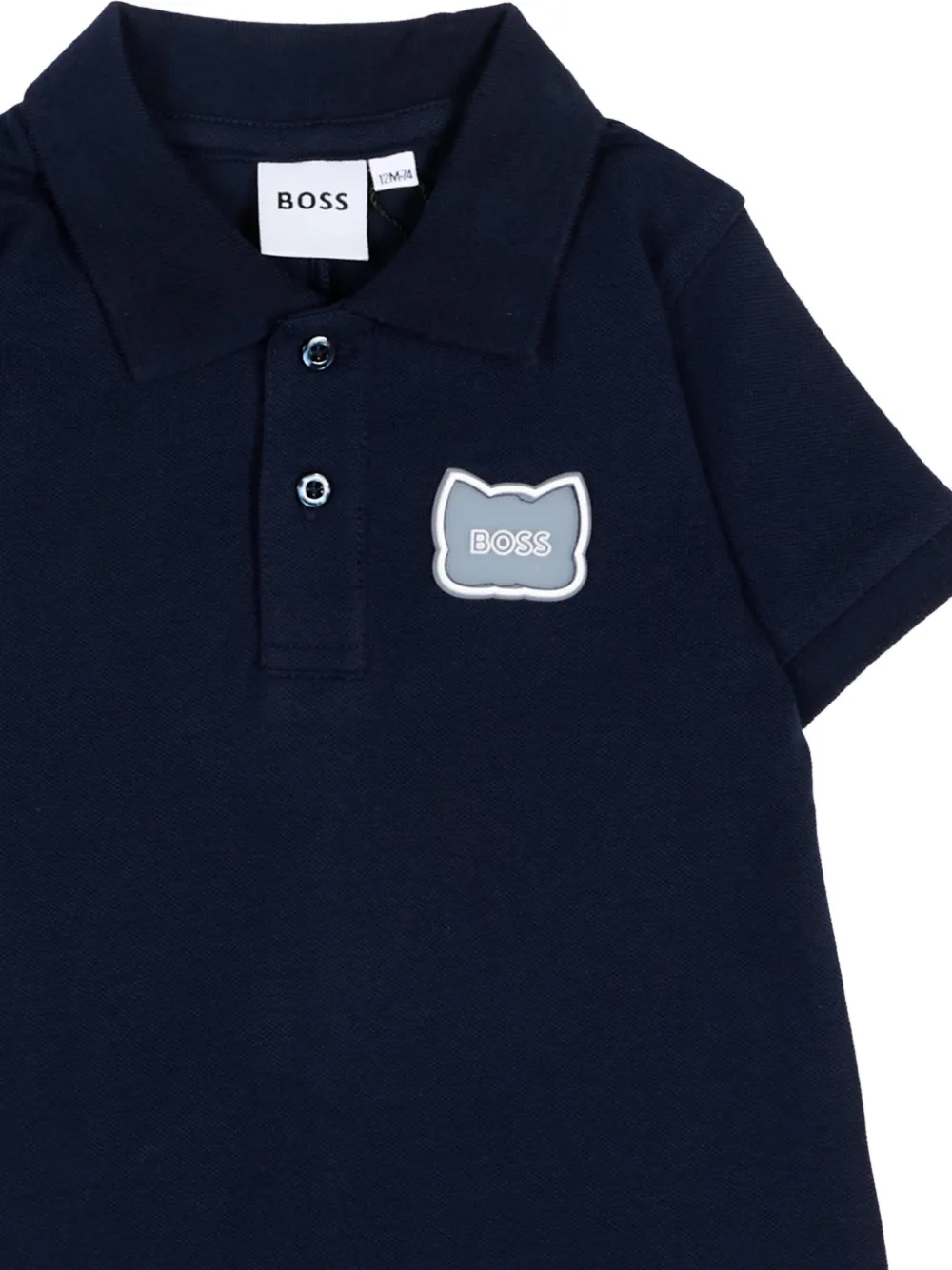 BOSS Kidswear Romper met logopatch en polokraag Blauw