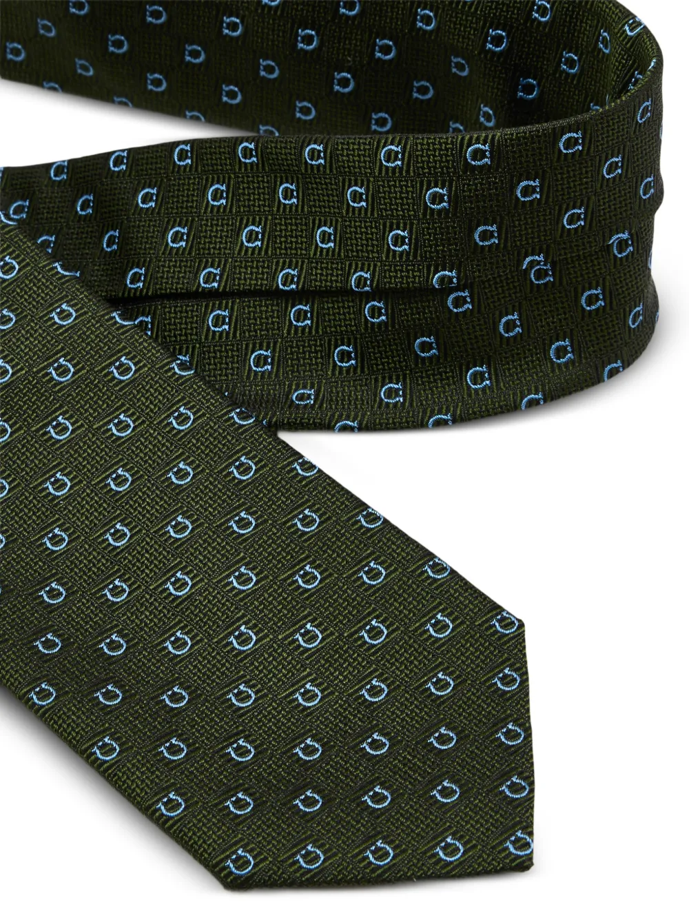 Ferragamo Stropdas met jacquard Groen