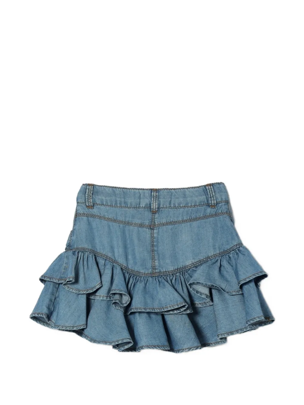 TWINSET Kids Gelaagde denim rok met ruches Blauw